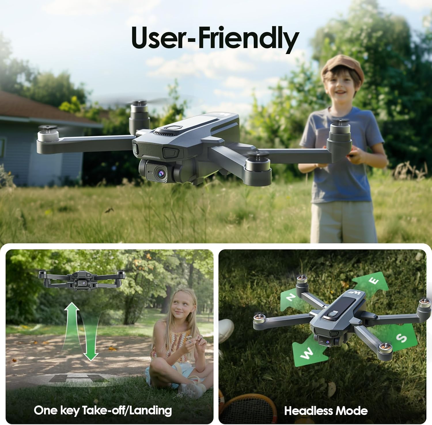 Drone with Camera for Kids 1080P FPV Drones for Adults with 5G Transmission, WeFone WF20 Foldable RC Quadcopter Small Dron Toys, Brushless Motor, Altitude Hold, 3D Flips, 2 Batteries