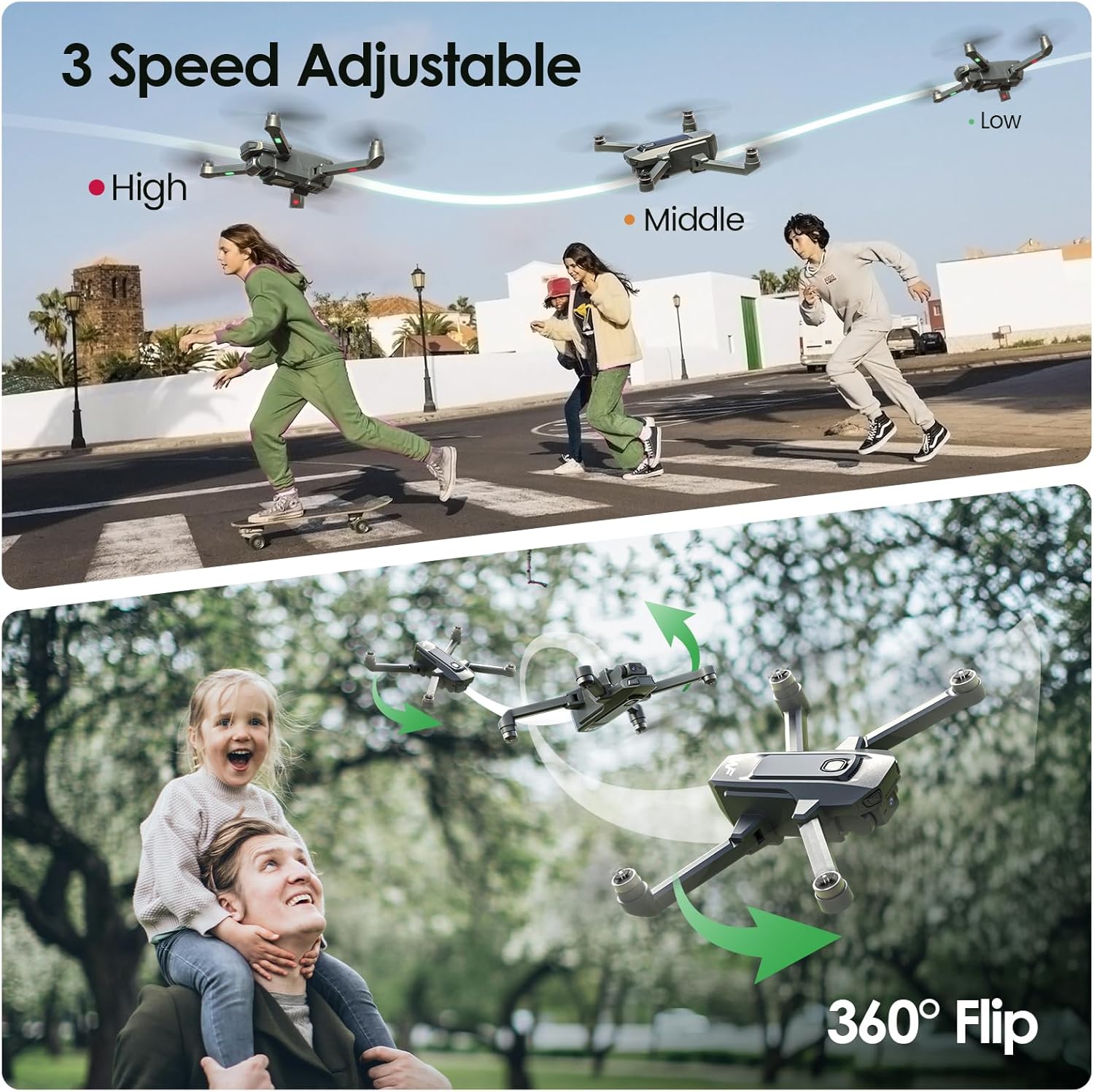 Drone with Camera for Kids 1080P FPV Drones for Adults with 5G Transmission, WeFone WF20 Foldable RC Quadcopter Small Dron Toys, Brushless Motor, Altitude Hold, 3D Flips, 2 Batteries