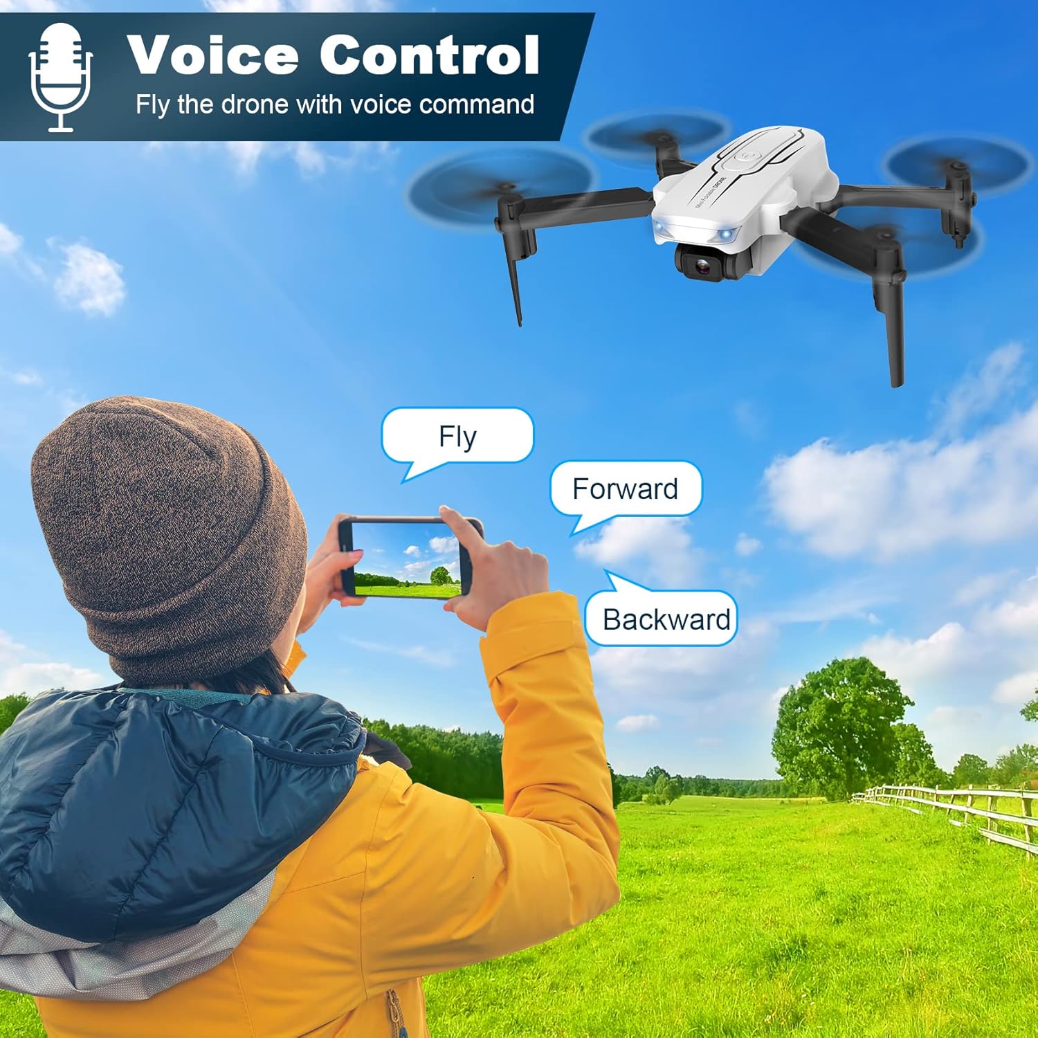 Mini Drone with Camera for Adults Youth - 1080P HD FPV Camera Drones with 90° Adjustable Lens, Gestures Selfie, One Key Start, 360° Flips, Toys Gifts RC Quadcopter for Boys Girls with 2 Batteries