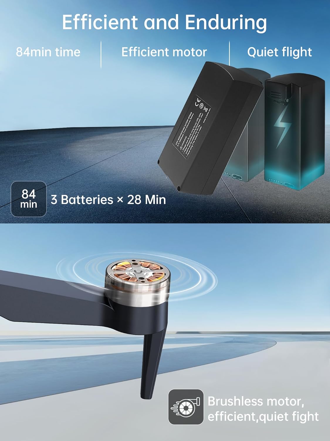 2650 ft Long Range Super Enduring Brushless Motor Drone with 84 Mins Super Long Flight Time, Drone with 4K HD Camera for Beginners, CHUBORY A77 WiFi FPV Quadcopter, Follow Me, Auto Hover, 3 Batteries