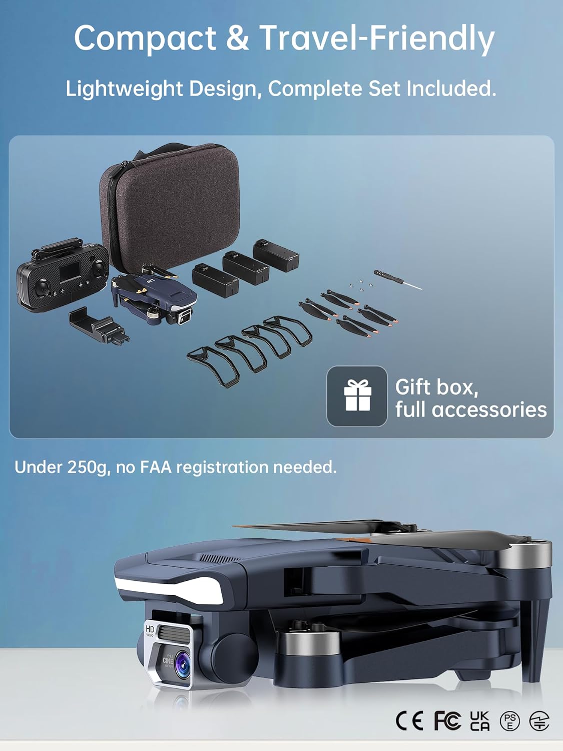 2650 ft Long Range Super Enduring Brushless Motor Drone with 84 Mins Super Long Flight Time, Drone with 4K HD Camera for Beginners, CHUBORY A77 WiFi FPV Quadcopter, Follow Me, Auto Hover, 3 Batteries