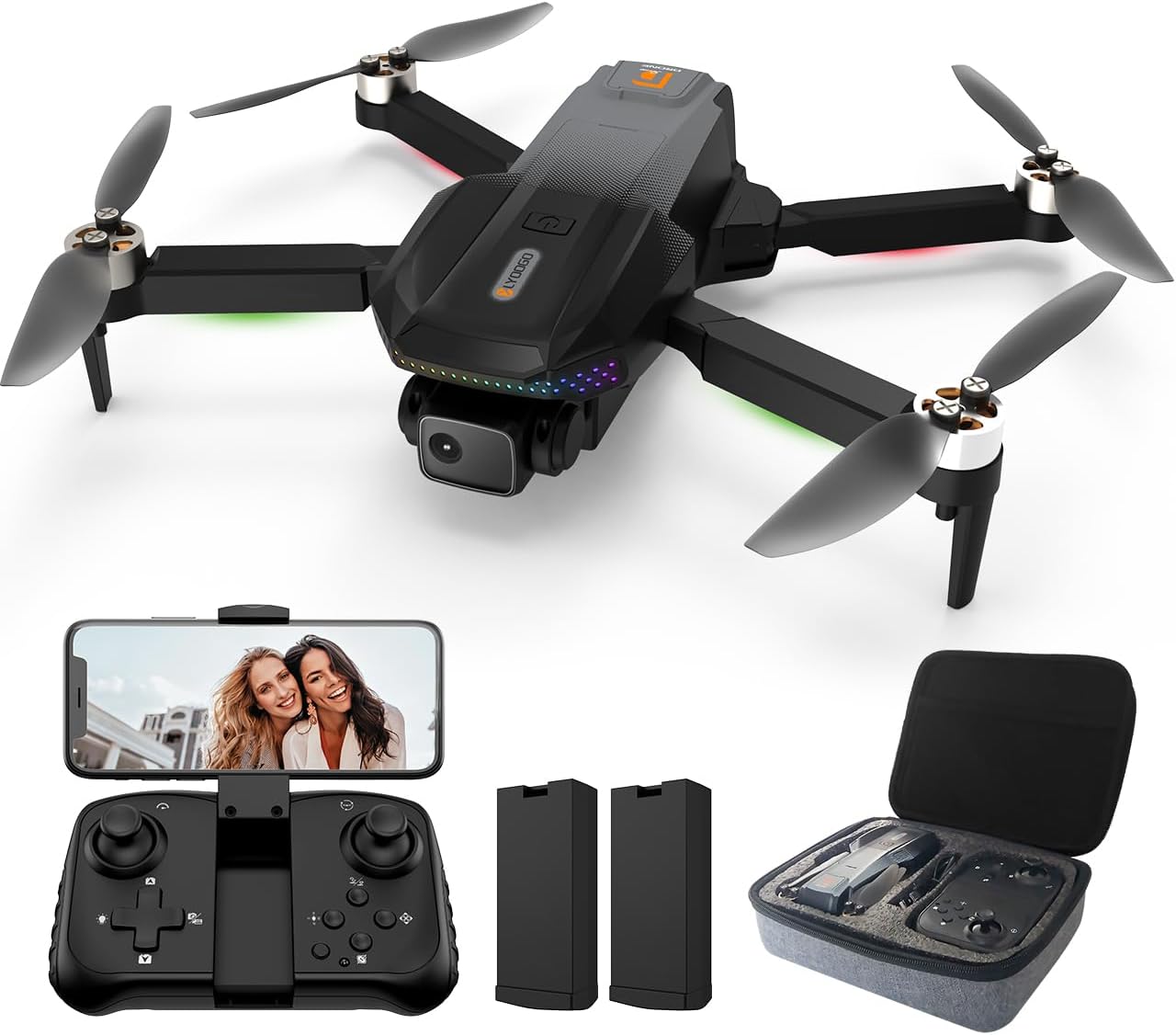 50-55 Minutes Flight Time Drone with Camera 1080P HD FPV, Drones with Camera for Adults, Brushless Motor, Dual Batteries, 360° Flip,Carrying Case