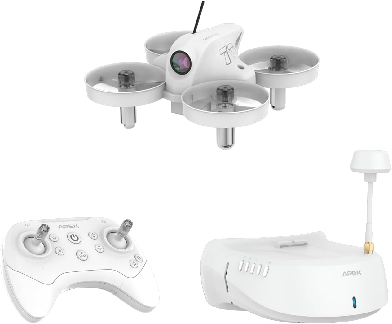 APEX VR70 FPV Drone Kit, First-Person View with Goggles, Brushed Racing for Beginners Super-Wide 120° FPV, Low-Latency 5.8G Transmission, Drop-resistant, Suitable Novice Practice Drones