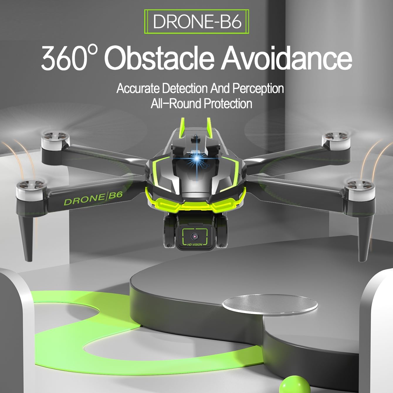 Drone with Camera 1080P HD for Beginners, Brushless Motor Drone with 45 Mins Long Flight Time Altitude Hold Obstacle Avoidance RC Quadcopter Toys Gifts For Kids Adults, Green