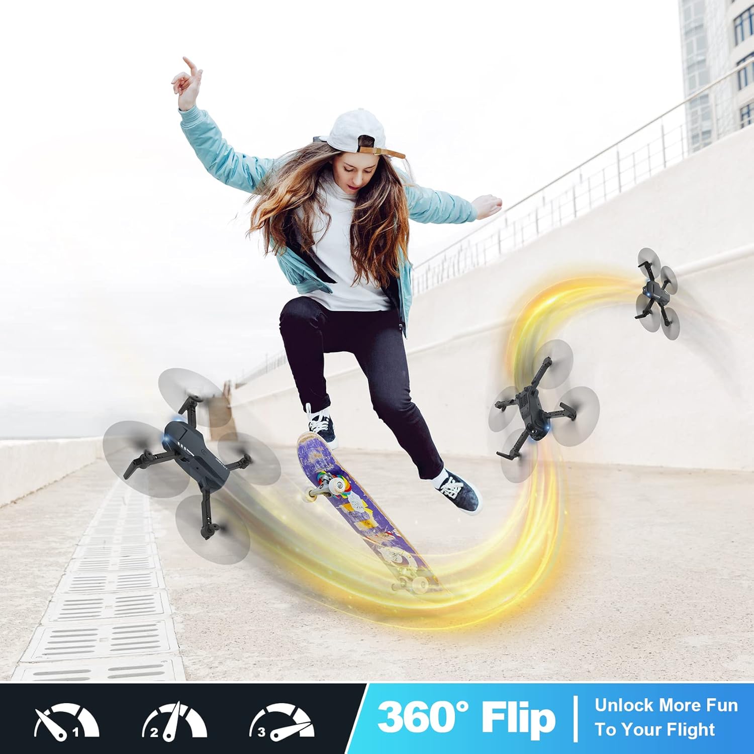 Drone with Camera - Drones for Adults, 1080P HD FPV Foldable Drone with Carrying Case, 2 Batteries, Carrying Case, Adjustable Lens, One Key Take Off/Land, Altitude Hold, 360° Flip, Toys Gifts