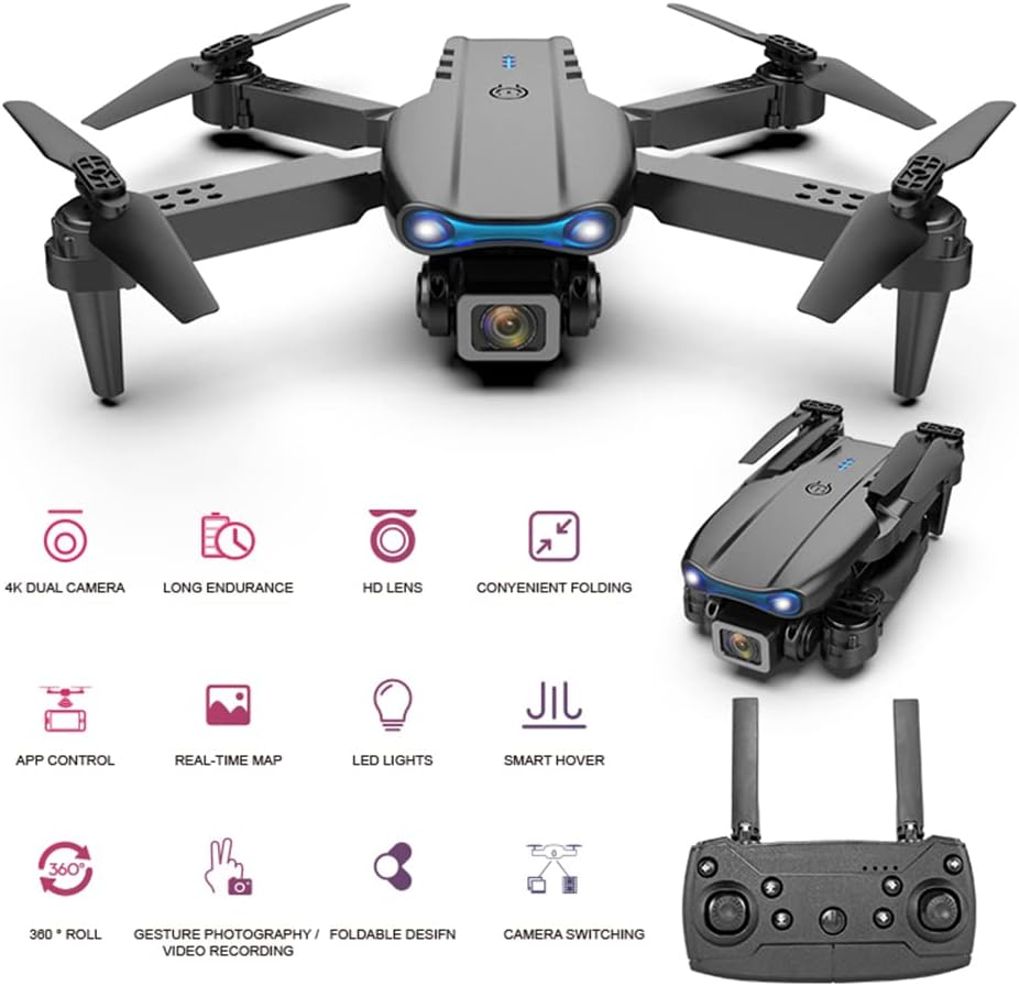 Drone with Camera for Adults and Kids, 1080P FPV Drones，Drone for Beginners with Upgrade Altitude Hold, Voice Control, Gestures Selfie, Auto Hovering, 2 Batteries