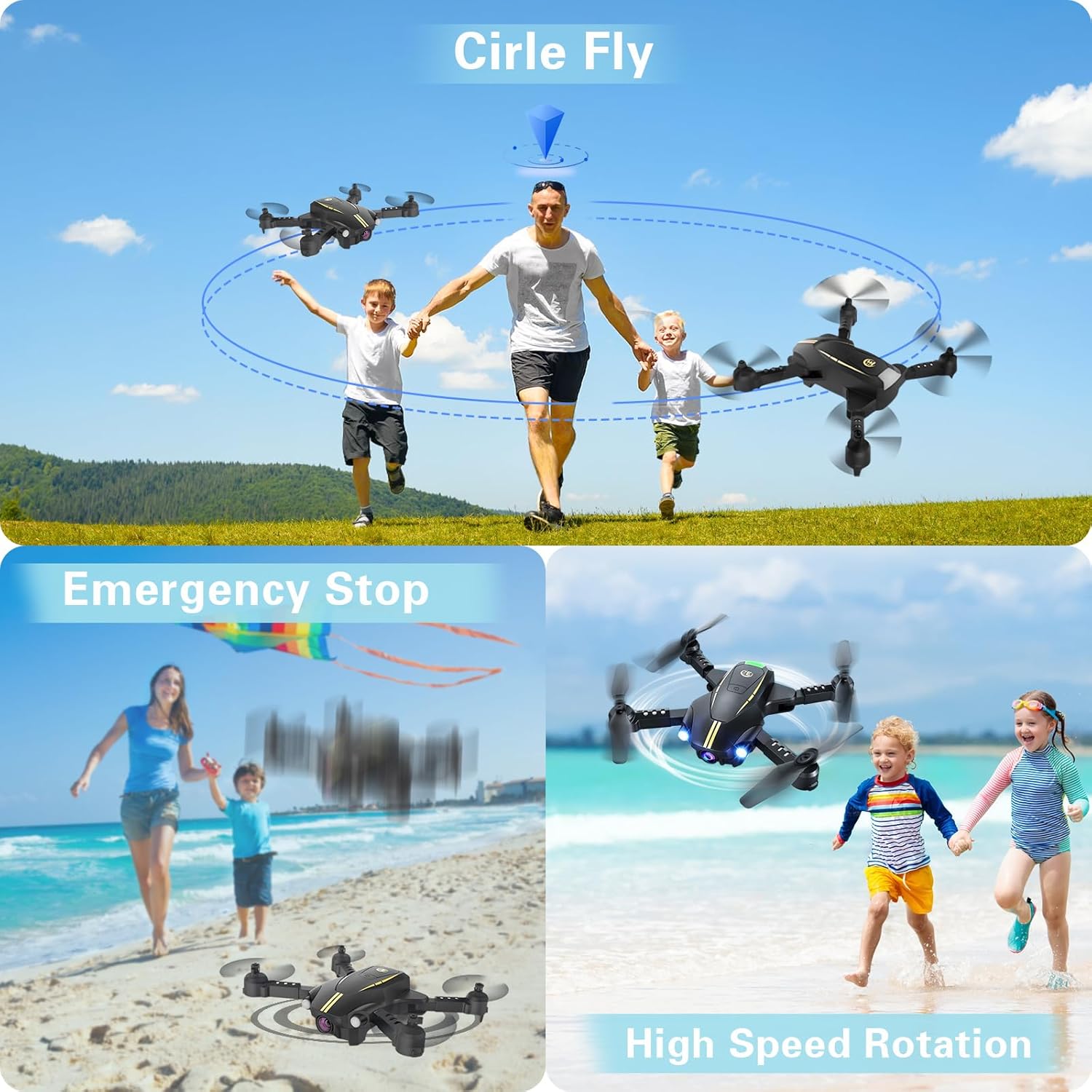 Drone with Camera for Kids Adult, 1080P Camera FPV Drone, Mini Drones Foldable with 2 Batteries, Kids Drone, 3 Speed Mode, 3D Flips, Gesture Photo, Drones for Kids 8-12 10-15 Boys