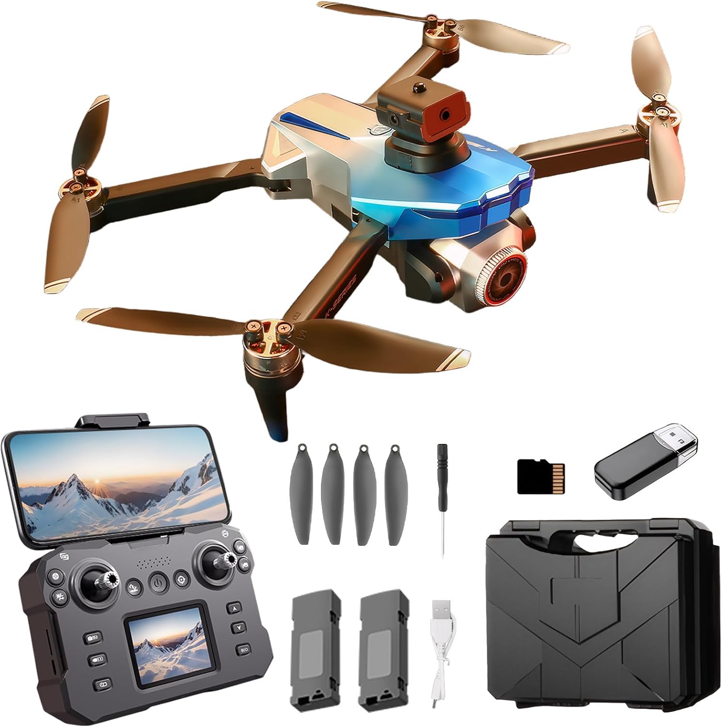 Drones with Camera for Adults 4K,Brushless Drones for Adult With Rechargeable Screen Controller and SD Card,Beginner Drone with Gestures Selfie,Altitude Hold, One Key Take Off/Land, 360 Flips,Trajectory Flight,2 Batteries,Toys Gifts for Men Boys