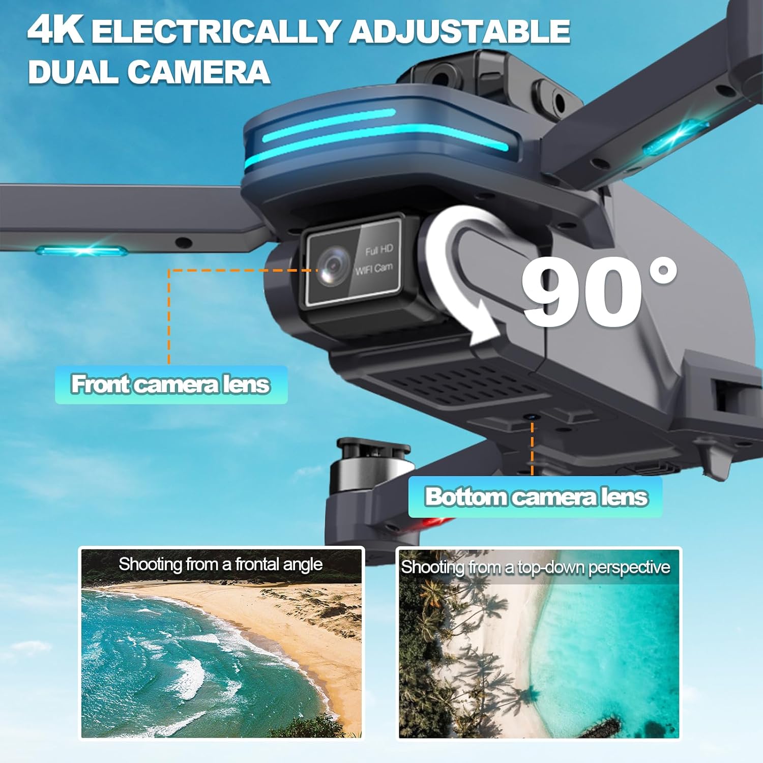 Foldable Drone with 4K Electrically Adjustable Dual Camera Review