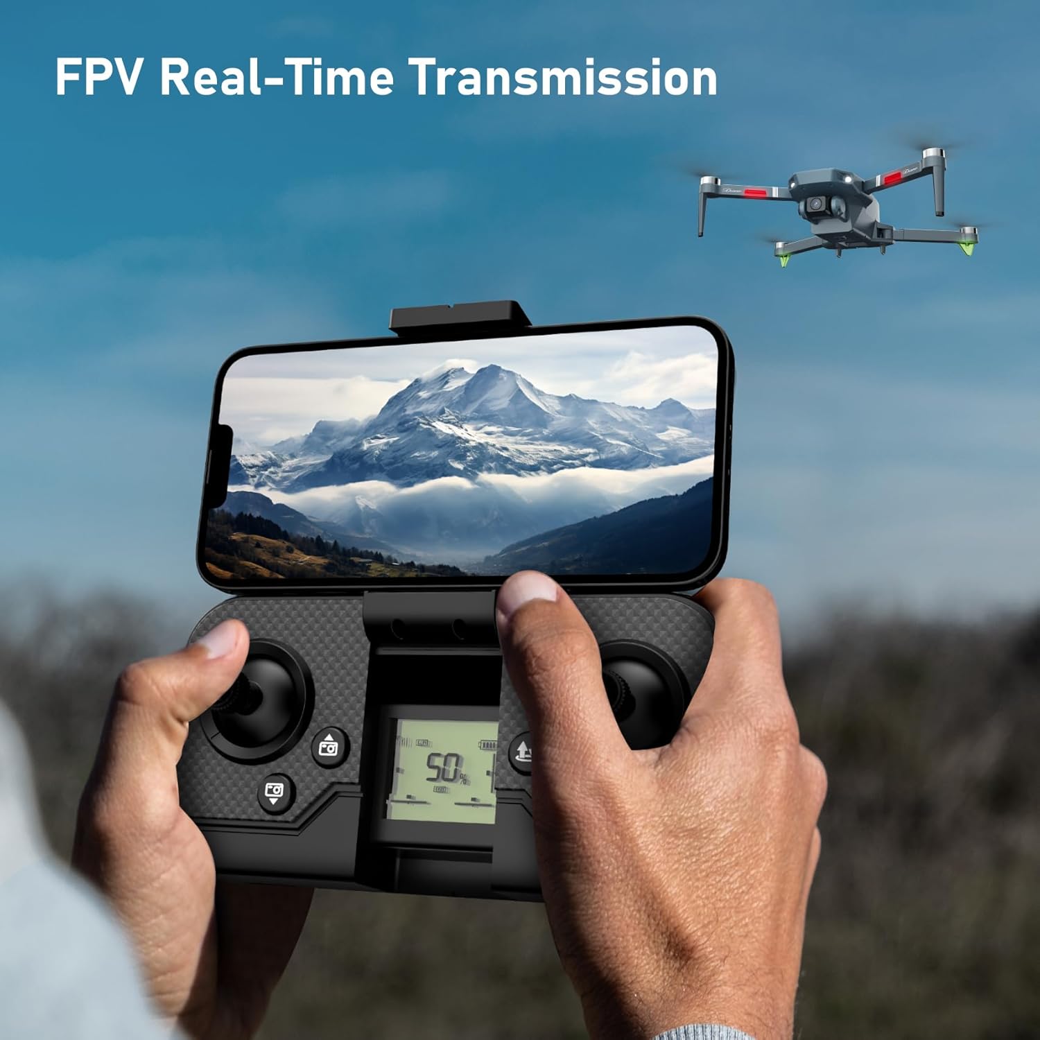 FPV Drone with 2 Camera for Adults, Foldable WIFI RC Quadcopter Remote Control Airplanes Kit with 2 Batteries,Advanced Brushless Motors, Long Range Video Transmission, 3D Flip, Auto Return Home,APP Control (Gray)