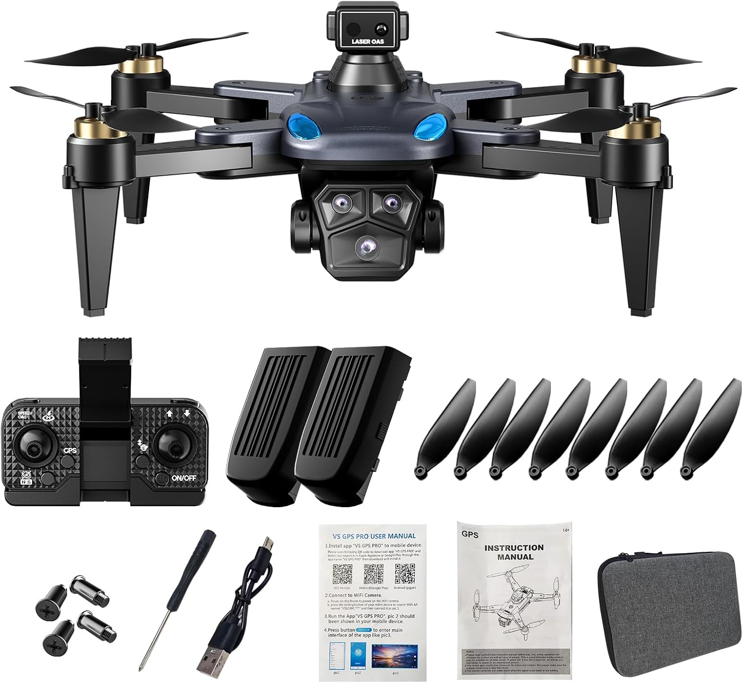 GPS Drone with 4K Dual Camera for Adults,Foldable HD Drones for KidsBeginners,3000mAh Batteries*2,Optical Flow Localization,Surrounding Flight,Smart Return Home,Dual Shot Switching, Gestures Selfie