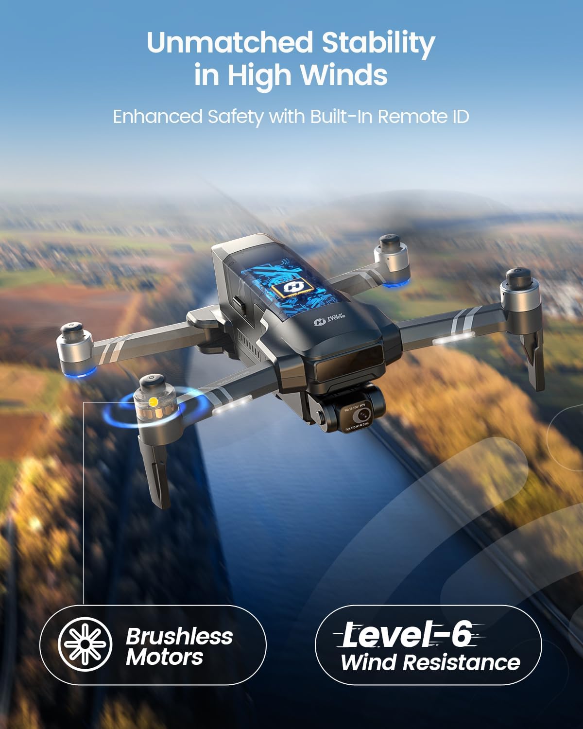 Holy Stone HS600D 3 Axis Brushless Gimbal GPS Drones With Camera For Adults 4K, FPV Drone, 8K Image, 4K/30FPS Video, 48MP Photo, 80 Min Flight, Auto Return, 20000Ft Control, QuickShot, Upgraded HS600