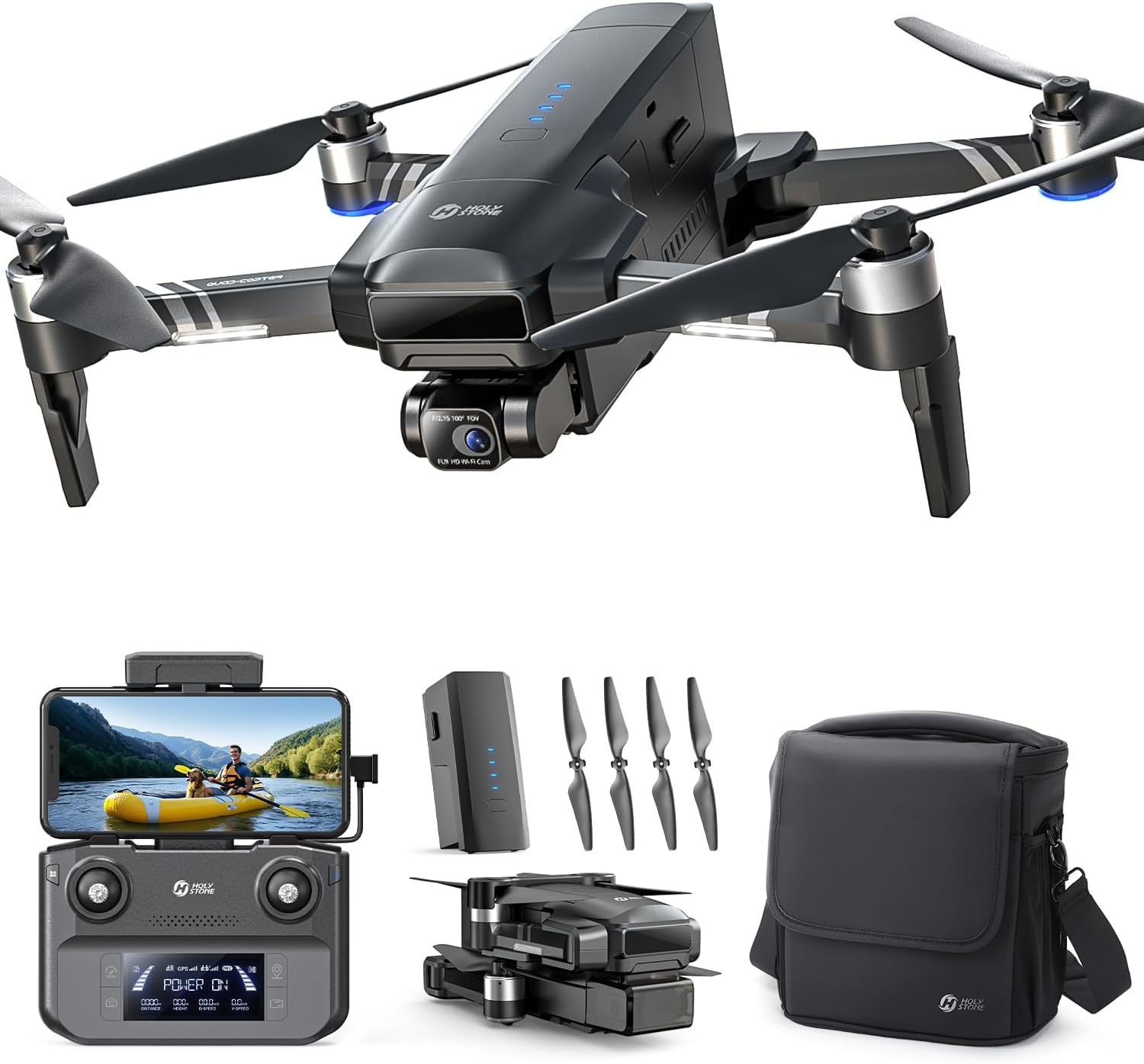 Holy Stone HS600D 3 Axis Brushless Gimbal GPS Drones With Camera For Adults 4K, FPV Drone, 8K Image, 4K/30FPS Video, 48MP Photo, 80 Min Flight, Auto Return, 20000Ft Control, QuickShot, Upgraded HS600