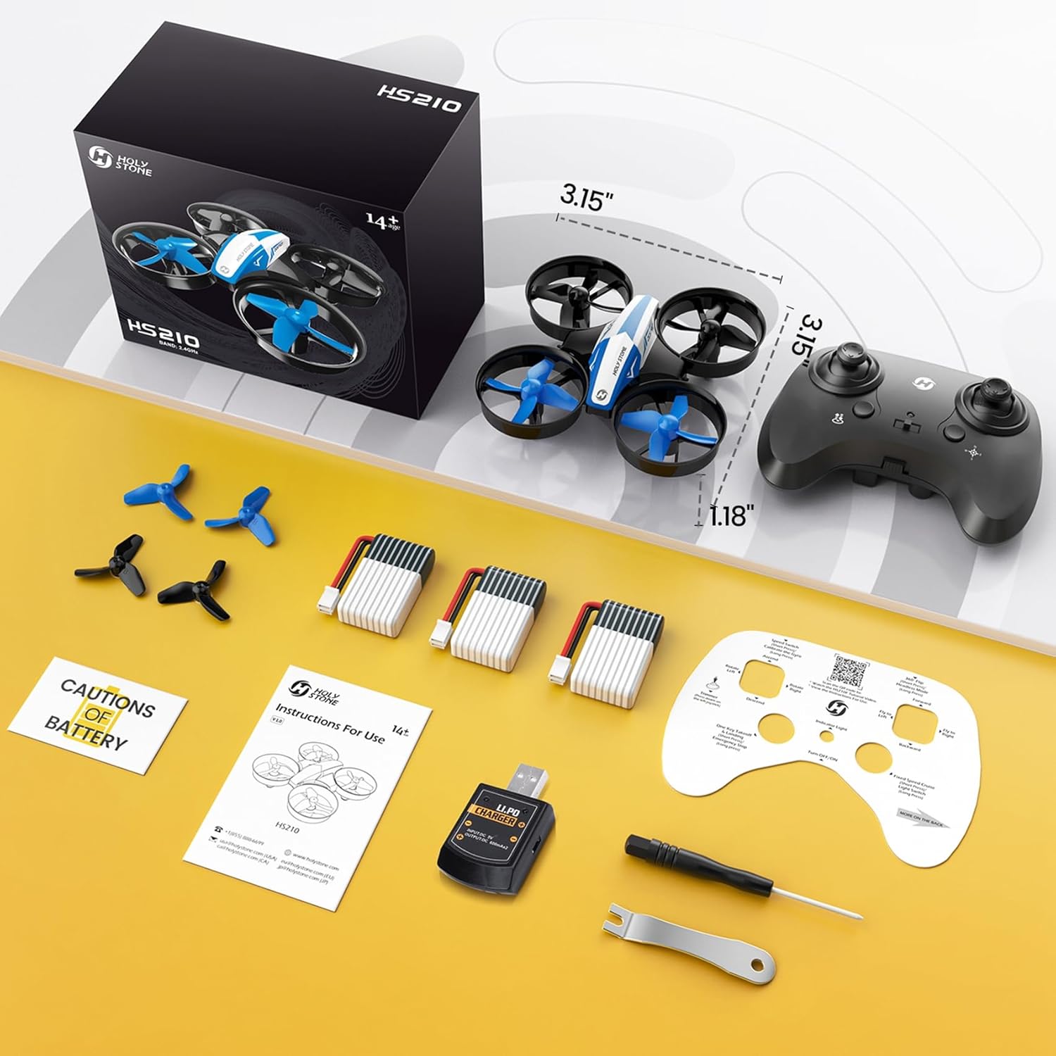 Holy Stone Mini Drone for Kids and Beginners RC Nano Quadcopter Indoor Small Helicopter Plane with Auto Hovering, 3D Flips, Headless Mode and 3 Batteries, Great Gift Toy for Boys and Girls, HS210 Blue