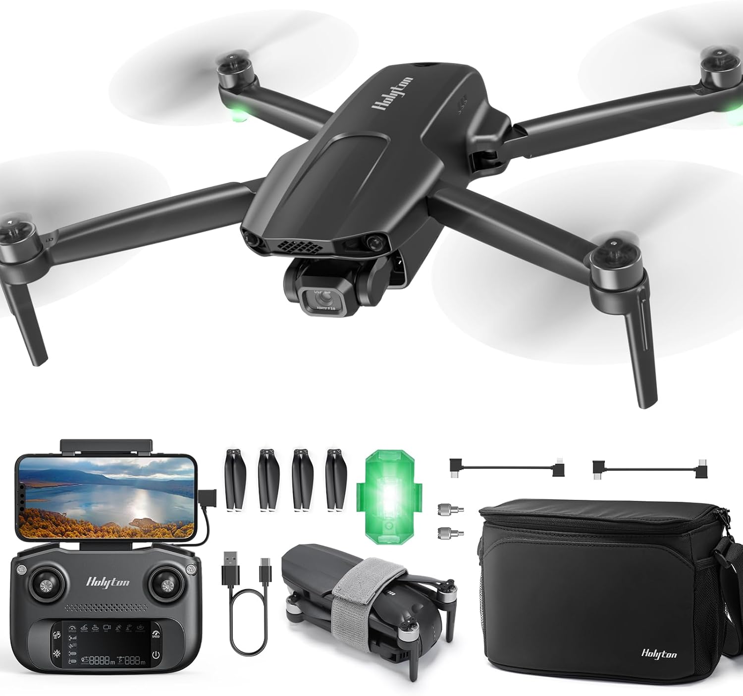 Holyton HT70 3 Axis Brushless Gimbal GPS Drones with Camera for Adults 4K; FAA Compliant FPV RC Quadcopter Drone with 4K/30FPS Video, 10000ft Range, QuickShot, Night Vision, Follow Me, Auto Return