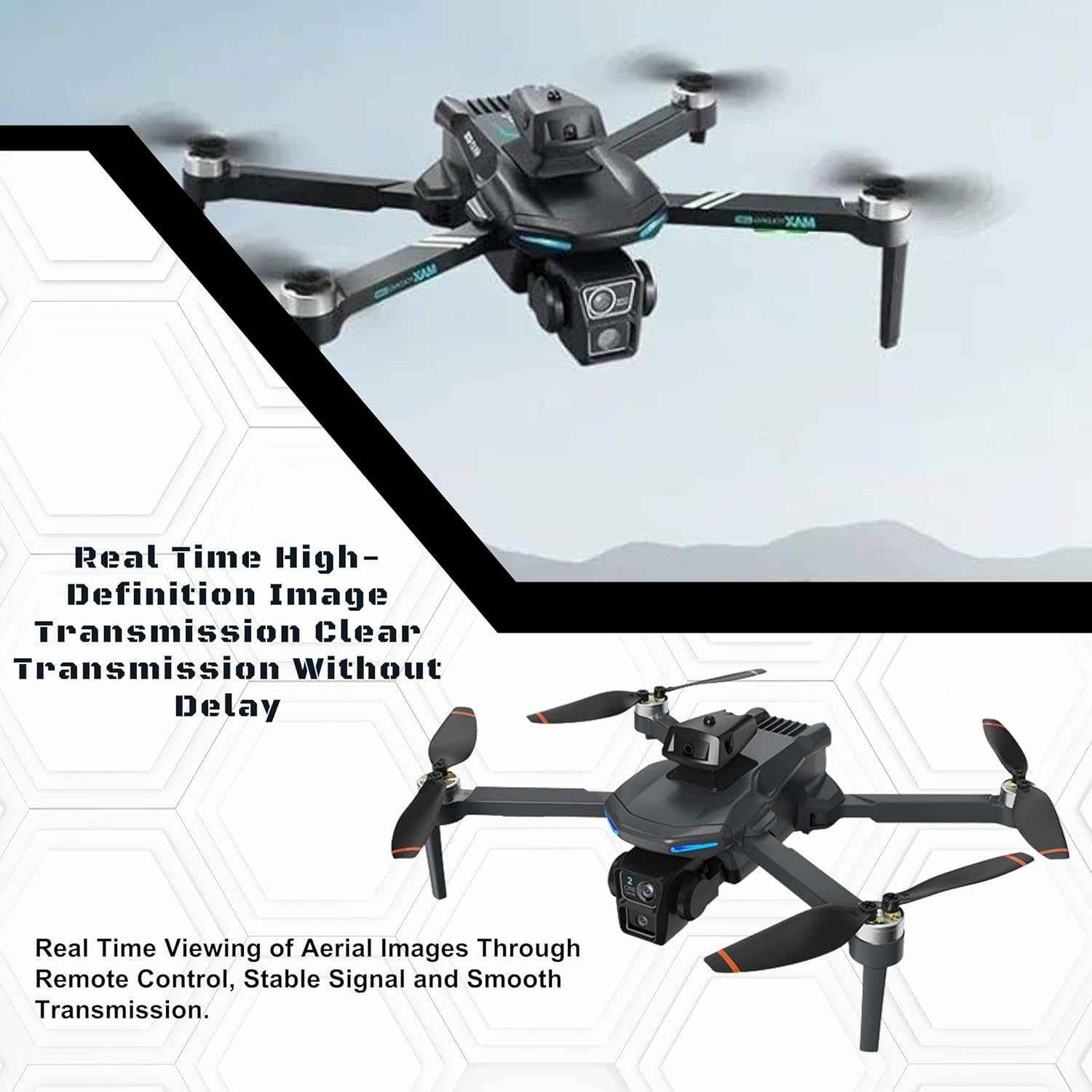 Max K12 Professional Drone Black, Obstacle Avoidance System, Long Battery Life 2K Dual Camera Drone for Adults  Beginners Brushless Motor, 90° ESC Wide-Angle Lens, FPV Quadcopter with 3-Speed Modes, Foldable RC with 2 Batteries