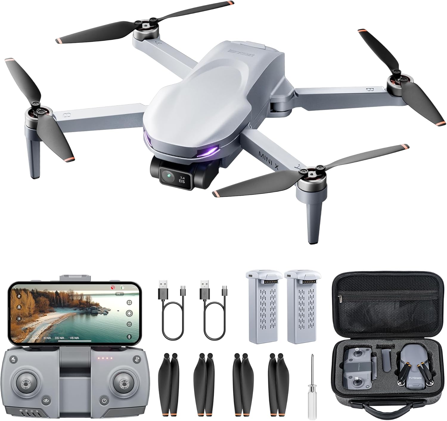 Mini X Drone with 4K Camera for Adults, 2-Axis Gimbal RC Quadcopter GPS Drone with Auto Return, 5G FPV Transmission, Wind Resistance,Follow Me,Long Flight Time and Distance, Easy Fly Gift for Beginner, Under249g