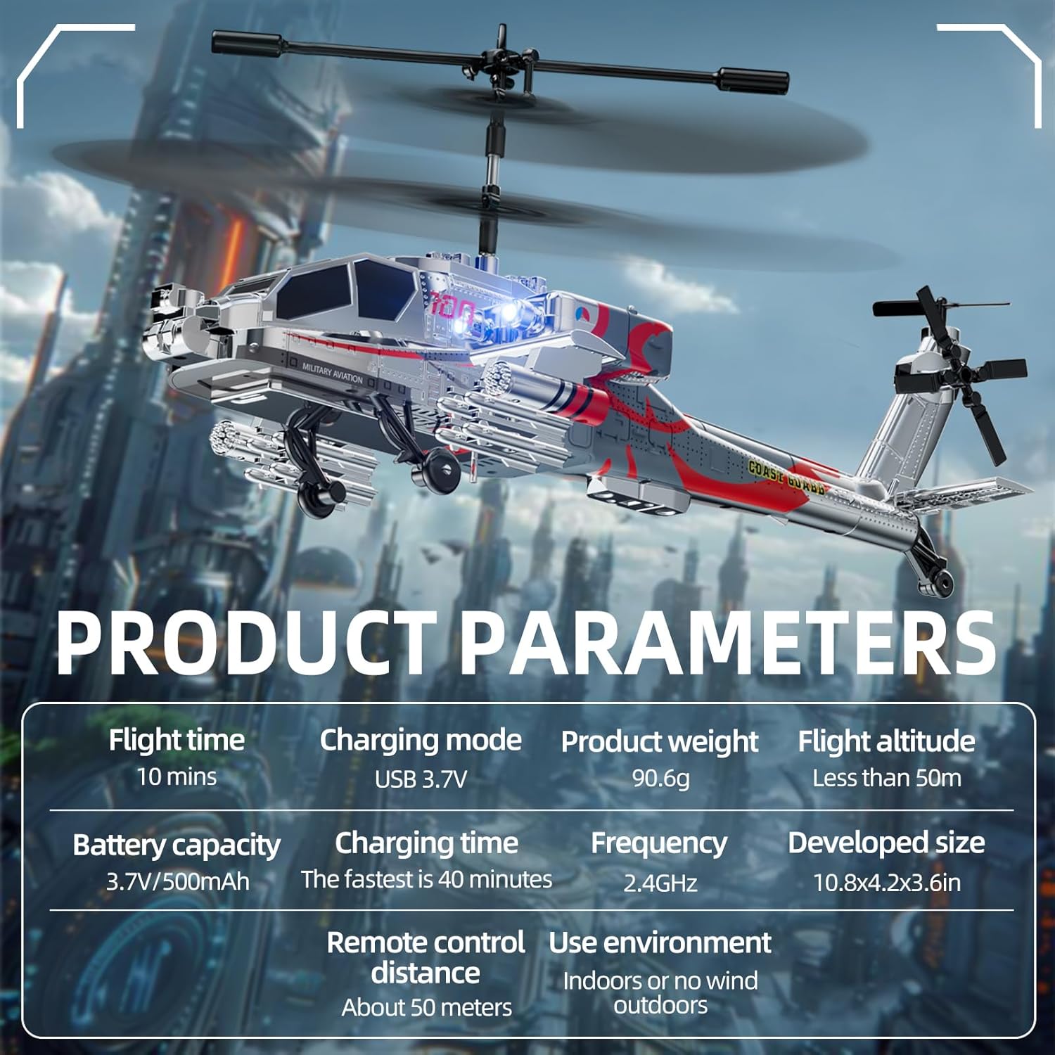 Remote Control Military Flying Helicopter Toy, 2.4GHz, 3.5 Channels Helicopter with Gyro  LED Light, Altitude Hold, RC Helicopters for Kids Adults Beginner (Green)
