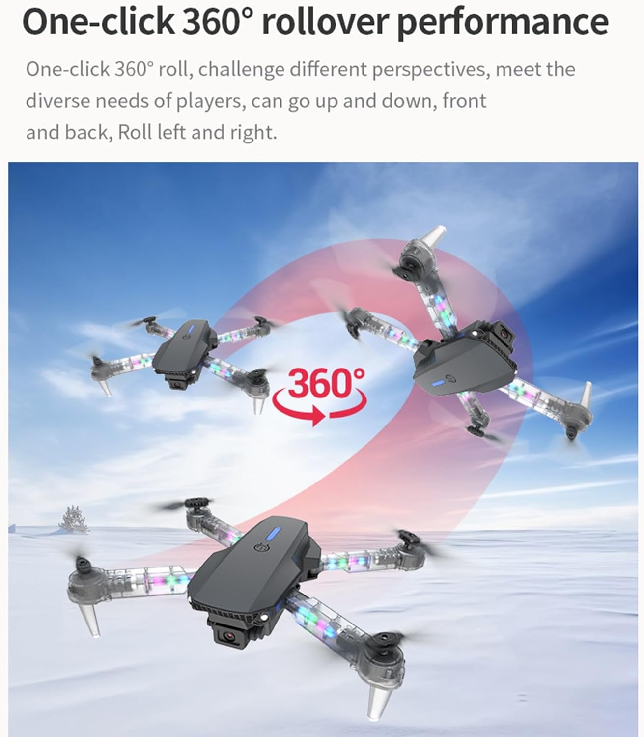 Sales Today Clearance Only, Drones with Camera for Adults 1080P, WiFi FPV Drone, Mini Drones with Transparent LED Folded Arms, 3 Flight Modes, Altitude Hold, Headless Mode, Trajectory Flight