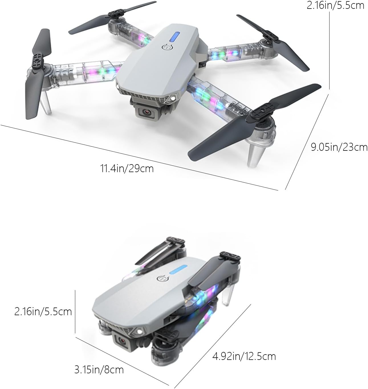 Sales Today Clearance Only, Drones with Camera for Adults 1080P, WiFi FPV Drone, Mini Drones with Transparent LED Folded Arms, 3 Flight Modes, Altitude Hold, Headless Mode, Trajectory Flight