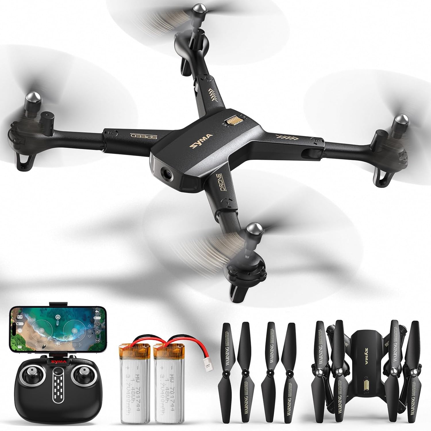 SYMA Drone with Camera 1080P HD FPV Cameras Remote Control Toys RC Quadcopter Helicopter Gifts for Boys Girls Adults Beginners with Altitude Hold, Headless Mode, One Key Start, 3D Flips 2 Batteries