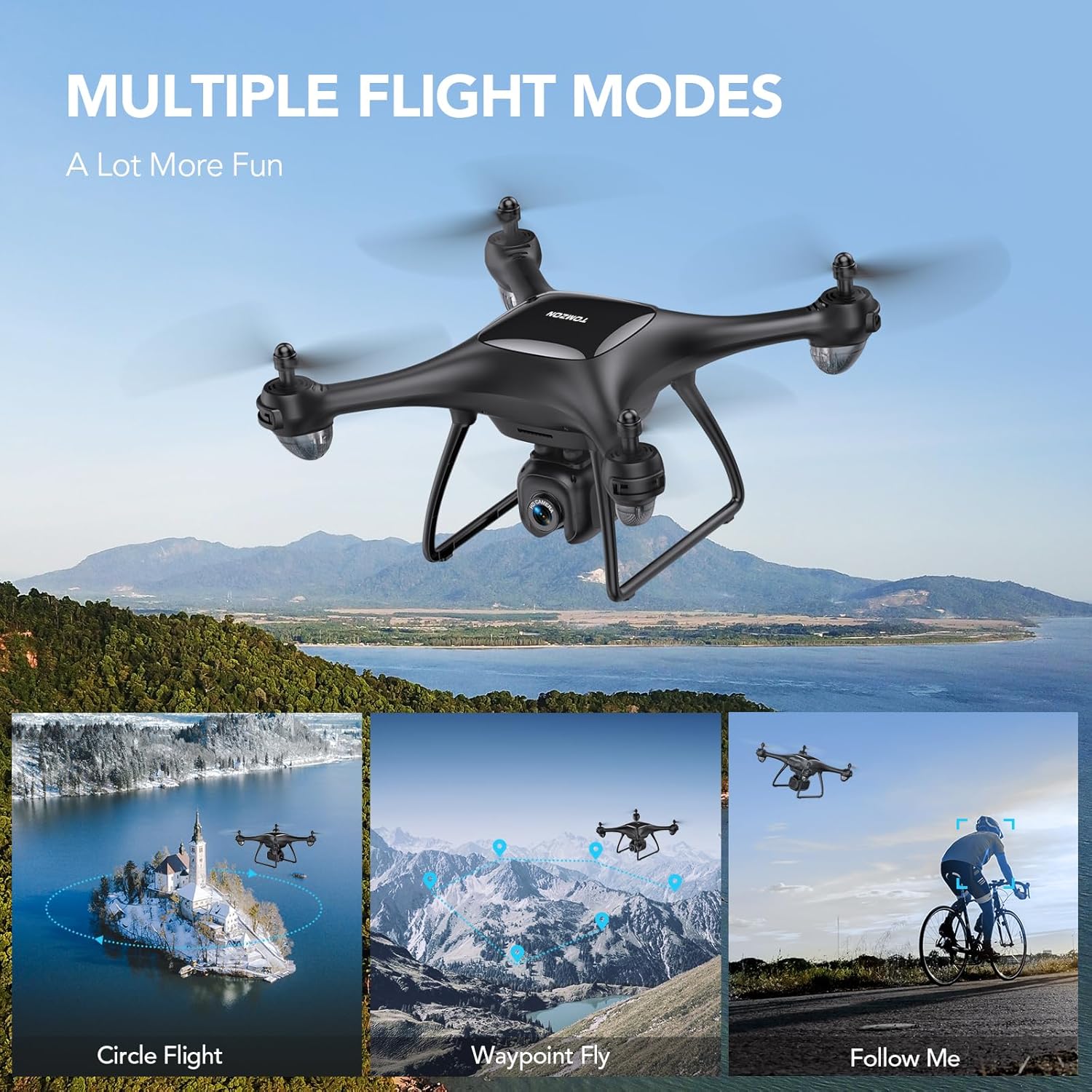 TOMZON P5G GPS Drones with Camera for Adults 4K, Under 249g, FPV Camera Drone with 5G WiFi Transmission for Beginner, Auto Return Home, Follow Me, Custom Flight, 36 Mins Fly Time, CarryBag, Black