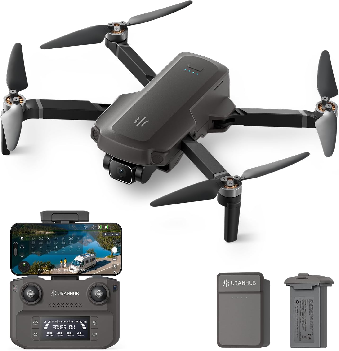 UranHub G30 Drones with Camera for Adults 4k, GPS FPV Drones for Beginners with 31-Min Long Flight, Brushless Motor/Auto Return/Intelligent Flight, Cool Toys Gift for Men Boys(Under 249G)