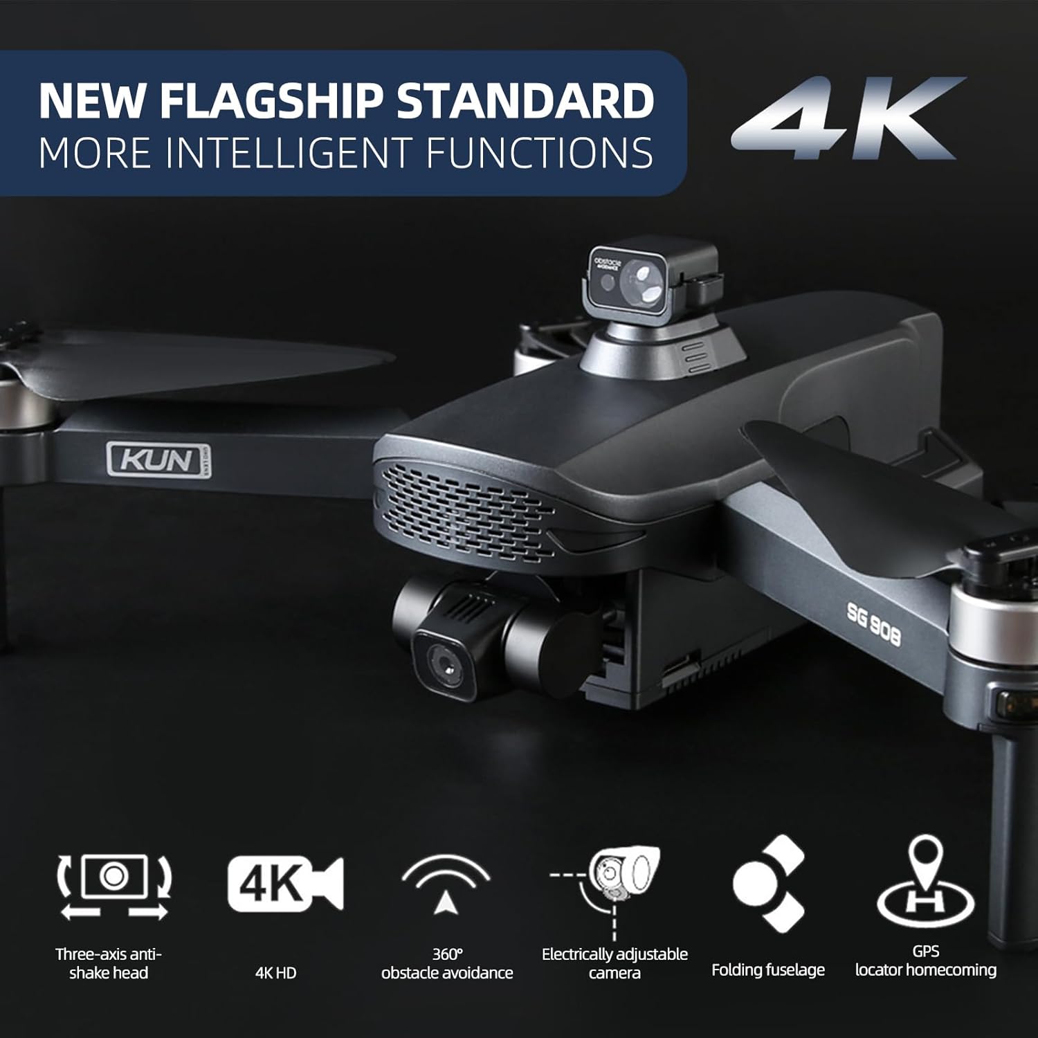 YueLi SG908 PRO GPS Drone 3-Axis Gimbal 4K Camera 5G WiFi FPV Profesional 1.2KM 50X Brushless Motor,Auto Return, Follow Me, Altitude Hold,Waypoint Fly (SG908 Drone)