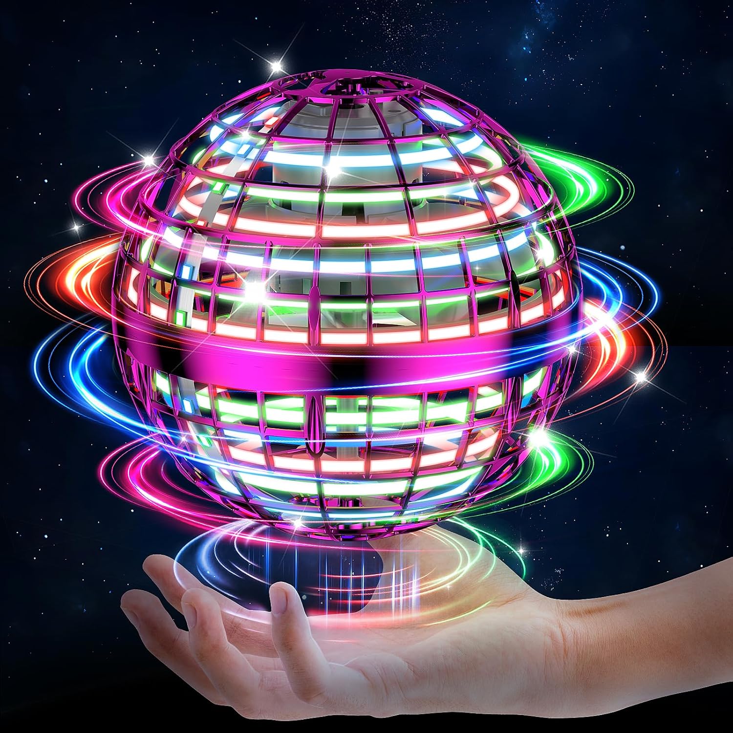 2PCS Flying Orb Ball Toys 2025, Uique Gift Hand Controlled Boomerang Hover Ball, Mini Drone Cosmic Globe Fidget Spinning Kids Adults Outdoor Fly Toy Birthday for Boys Girls Teens