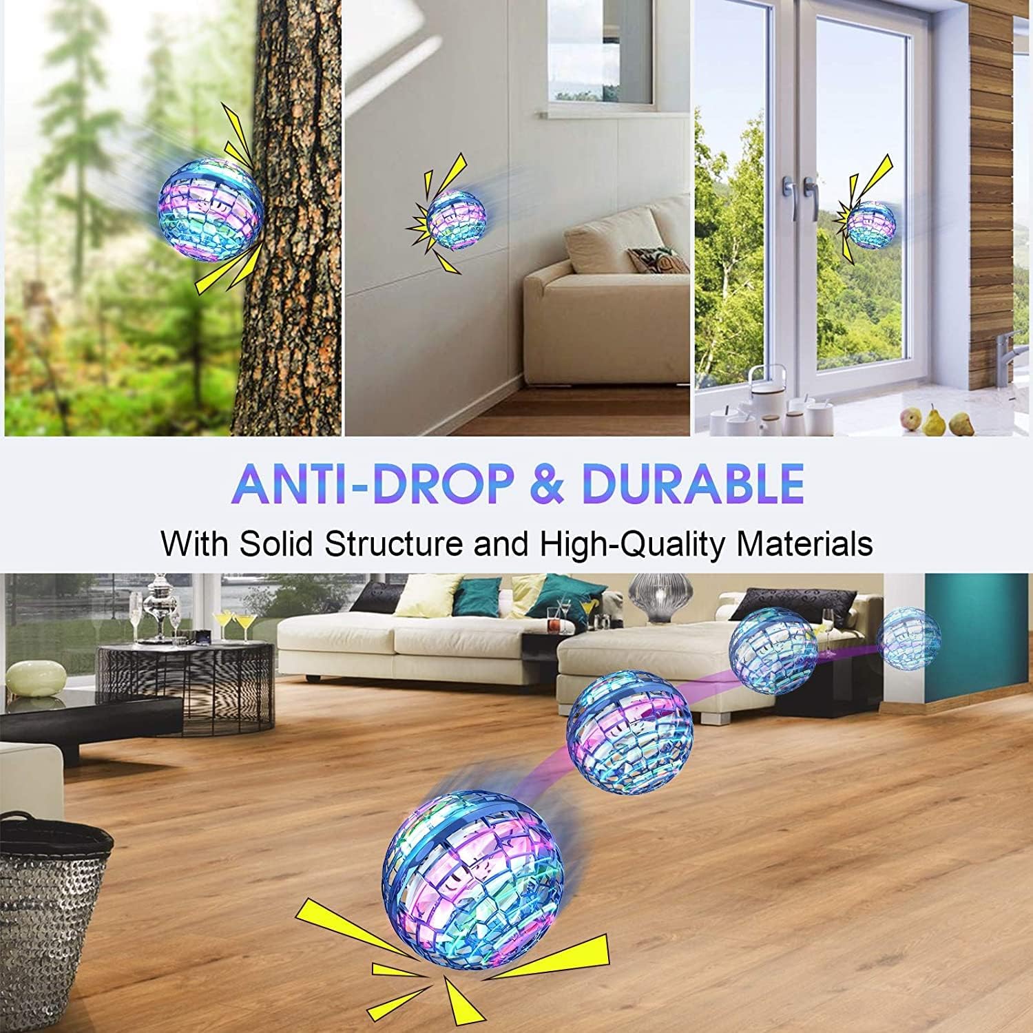 ATHLERIA Pro Hand Operated Drone with Magic Controller for Kids Adults - Hand Controlled Helicopter Flying Ball with 360° Rotating and RGB Lights - Mini Drone Interactive Toys Indoor Outdoor