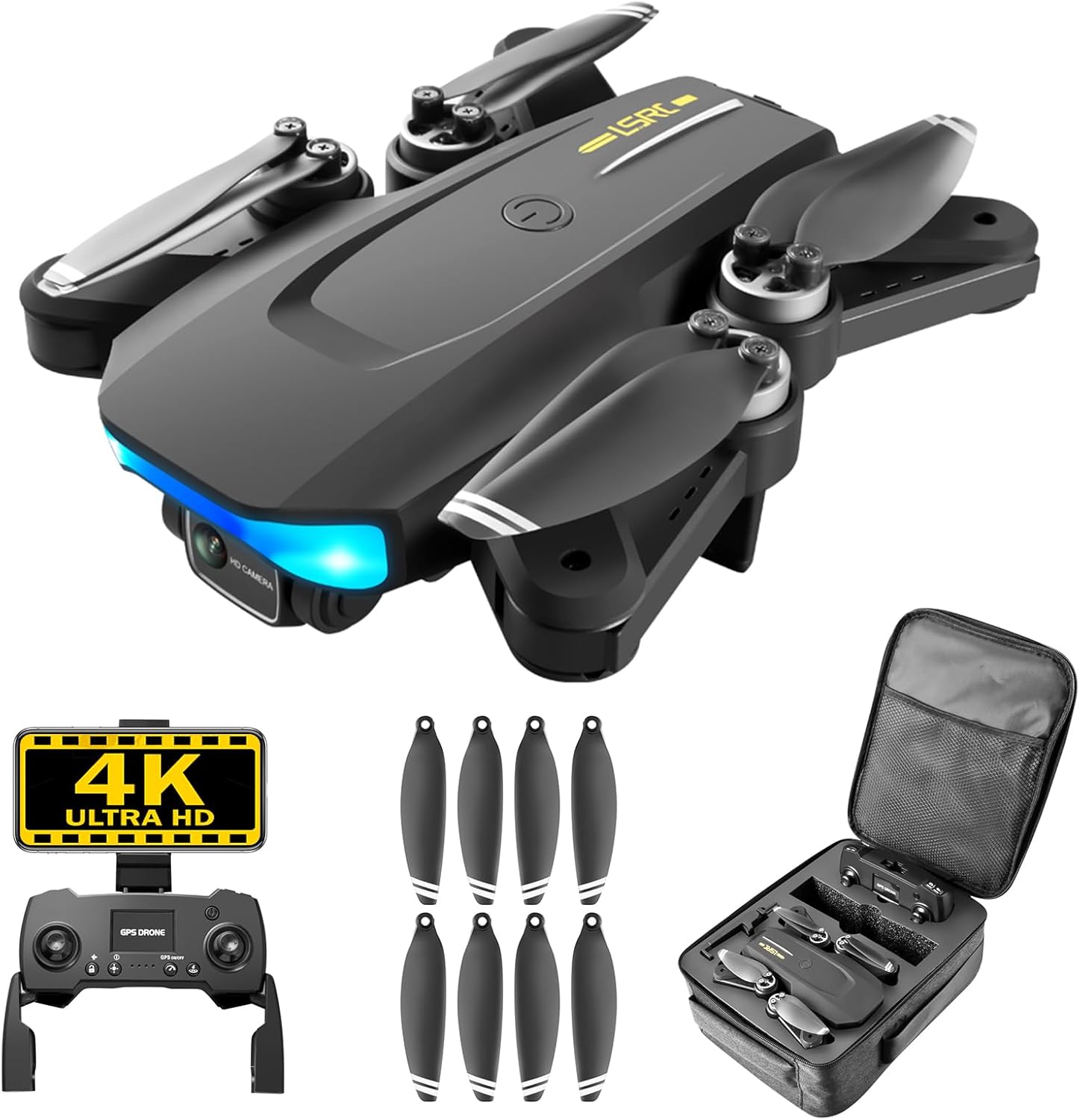 BTMETER GPS Drone with 4K Camera, Brushless Motor, Foldable RC Quadcopter Remote Control Beginner Drone with Auto Return, Follow Me, Circle Fly, 28pcs Propeller Blades  3pcs Battery for 84min Flight