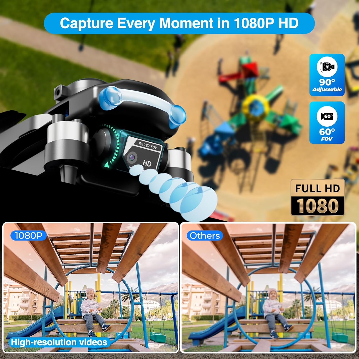 Contixo F19 Drone With 1080p HD FPV Camera, 20 Min Flight 360° Flips Brushless Motor RC Quadcopter With Altitude Hold, Obstacle Avoidance, Follow Me For Novice Beginners Kids And Adults, 2 Batteries