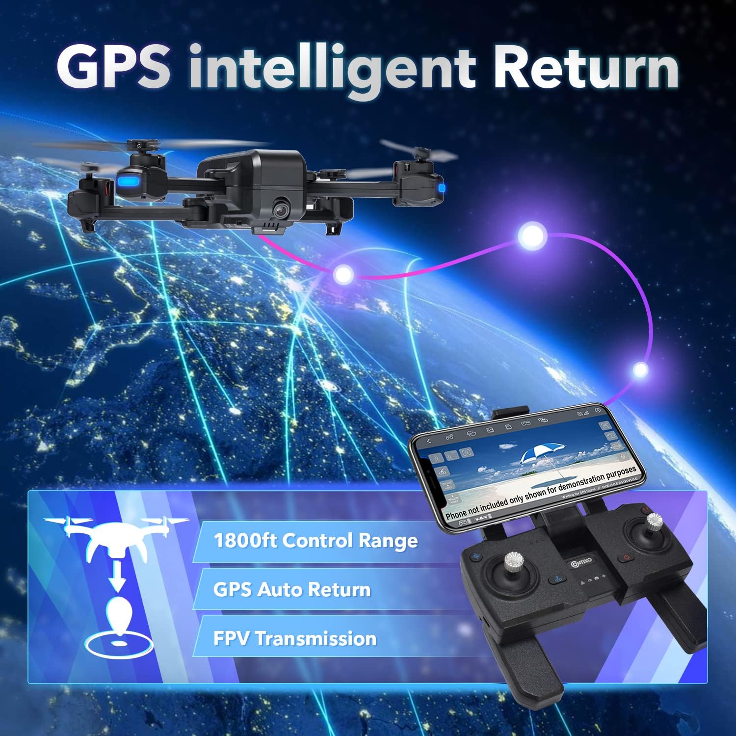 Contixo F21 1080P UHD Camera Drone – 3D Flips, Brushless Motors, Obstacle Avoidance, Foldable Design, One-Key Start, Altitude Hold, 15-Minute Flight Time – Ideal for Beginners and Kids and Adults