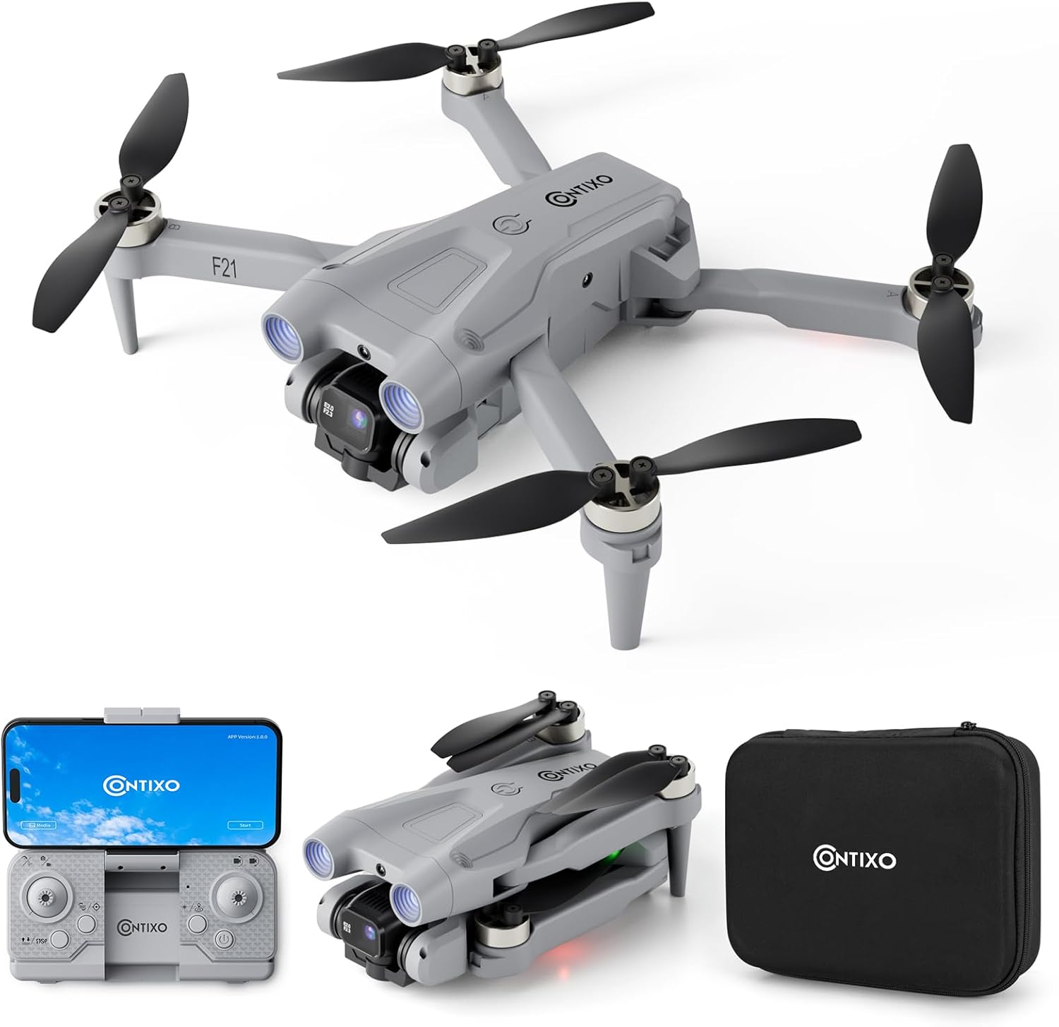 Contixo F21 1080P UHD Camera Drone – 3D Flips, Brushless Motors, Obstacle Avoidance, Foldable Design, One-Key Start, Altitude Hold, 15-Minute Flight Time – Ideal for Beginners and Kids and Adults