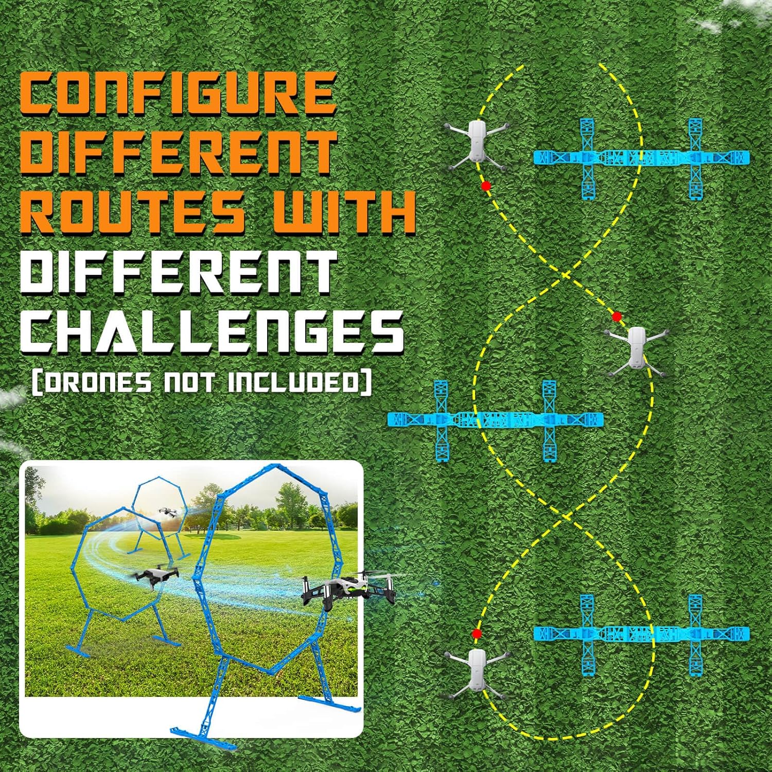 Drone Obstacle Course, Includes 3 Pack Easy to Build Obstacle Hoop, FPV Racing Drone Loop Gate, Suitable Competition RC FPV Racing of Drones or Model Aircraft Games for Age 6-12 Kids or Adults