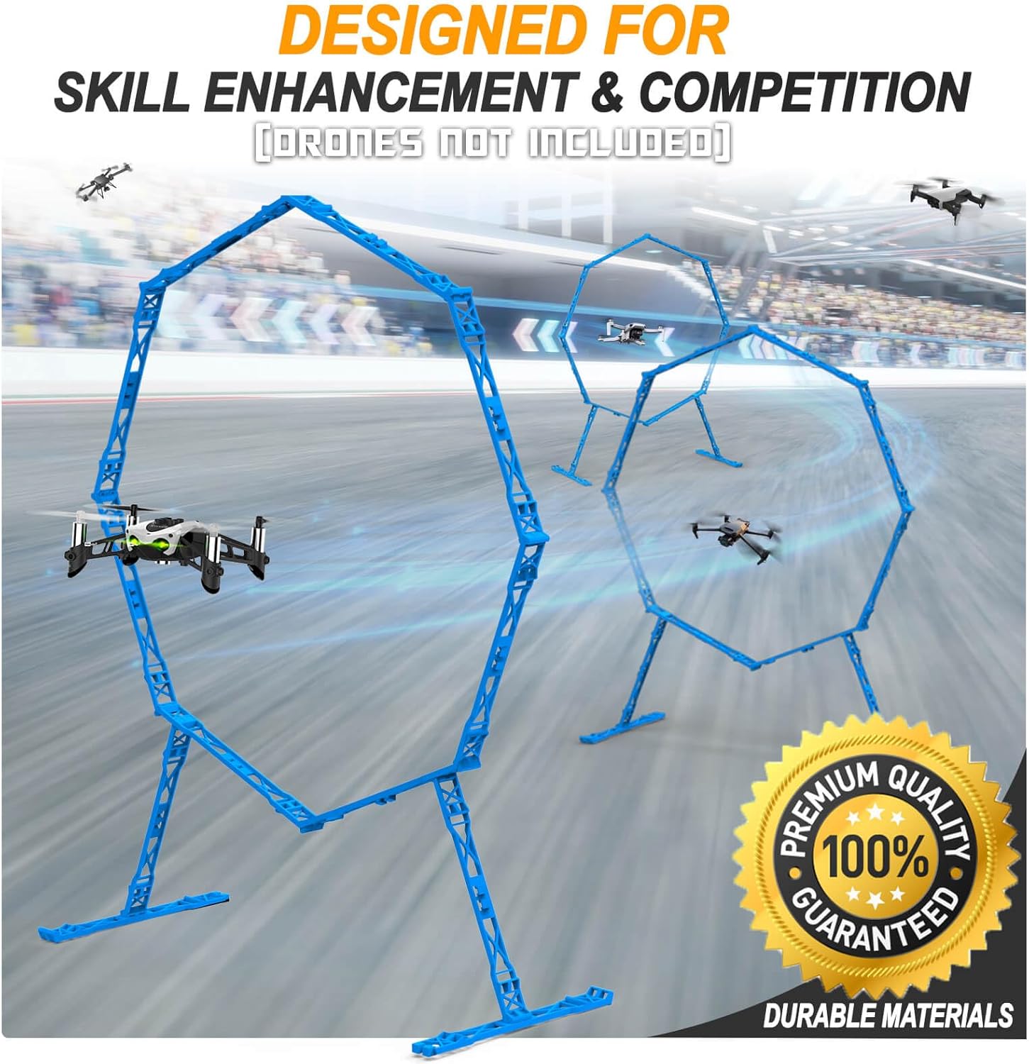 Drone Obstacle Course, Includes 3 Pack Easy to Build Obstacle Hoop, FPV Racing Drone Loop Gate, Suitable Competition RC FPV Racing of Drones or Model Aircraft Games for Age 6-12 Kids or Adults