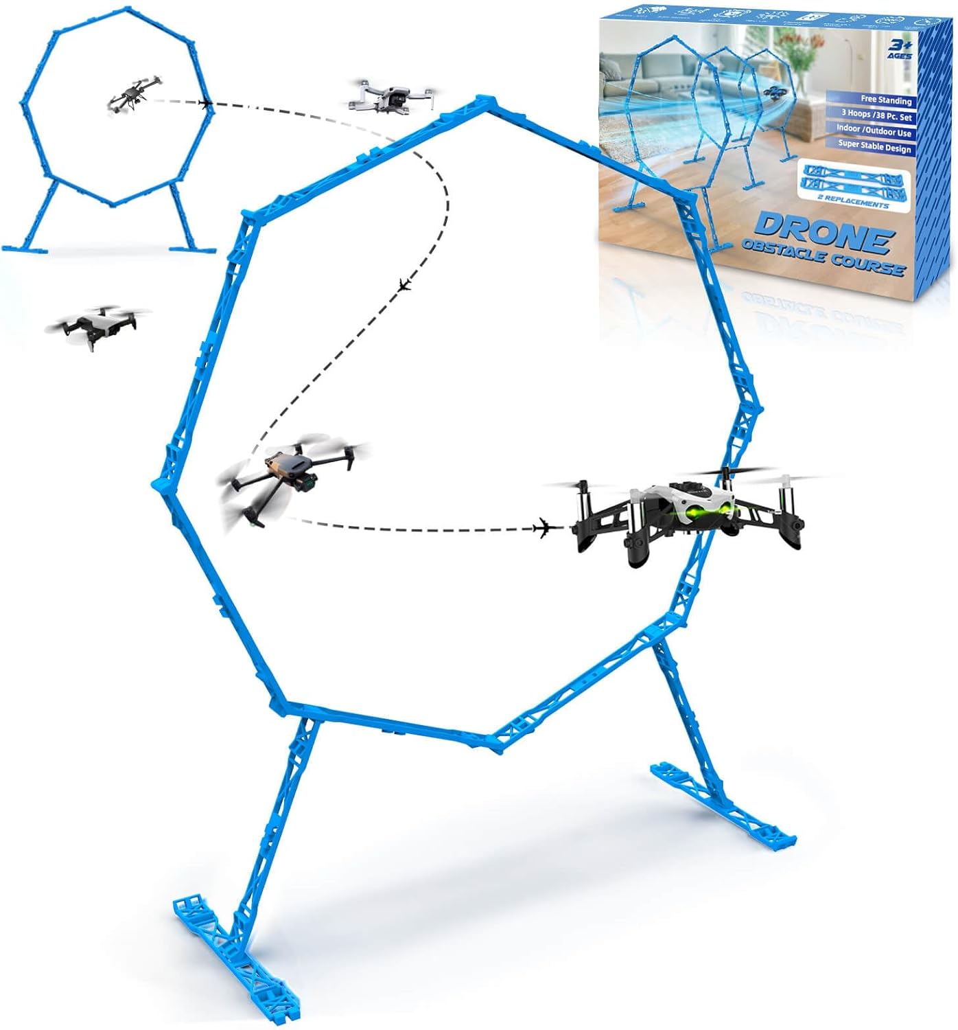 Drone Obstacle Course, Includes 3 Pack Easy to Build Obstacle Hoop, FPV Racing Drone Loop Gate, Suitable Competition RC FPV Racing of Drones or Model Aircraft Games for Age 6-12 Kids or Adults