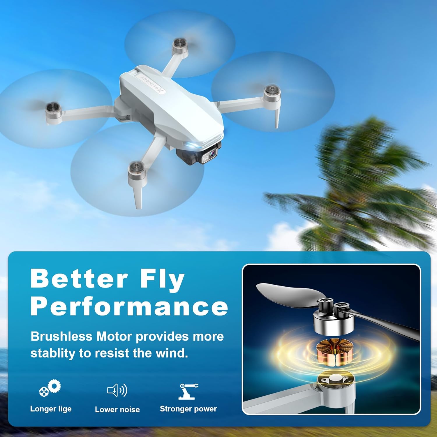 Drone with Camera, 2K HD FPV Drone with Brushless Motor, Altitude Hold, Gesture Selfie, 3D Flips, Waypoint Fly, One Key Take Off/Landing, Foldable Mini Drones for Adults and Beginners