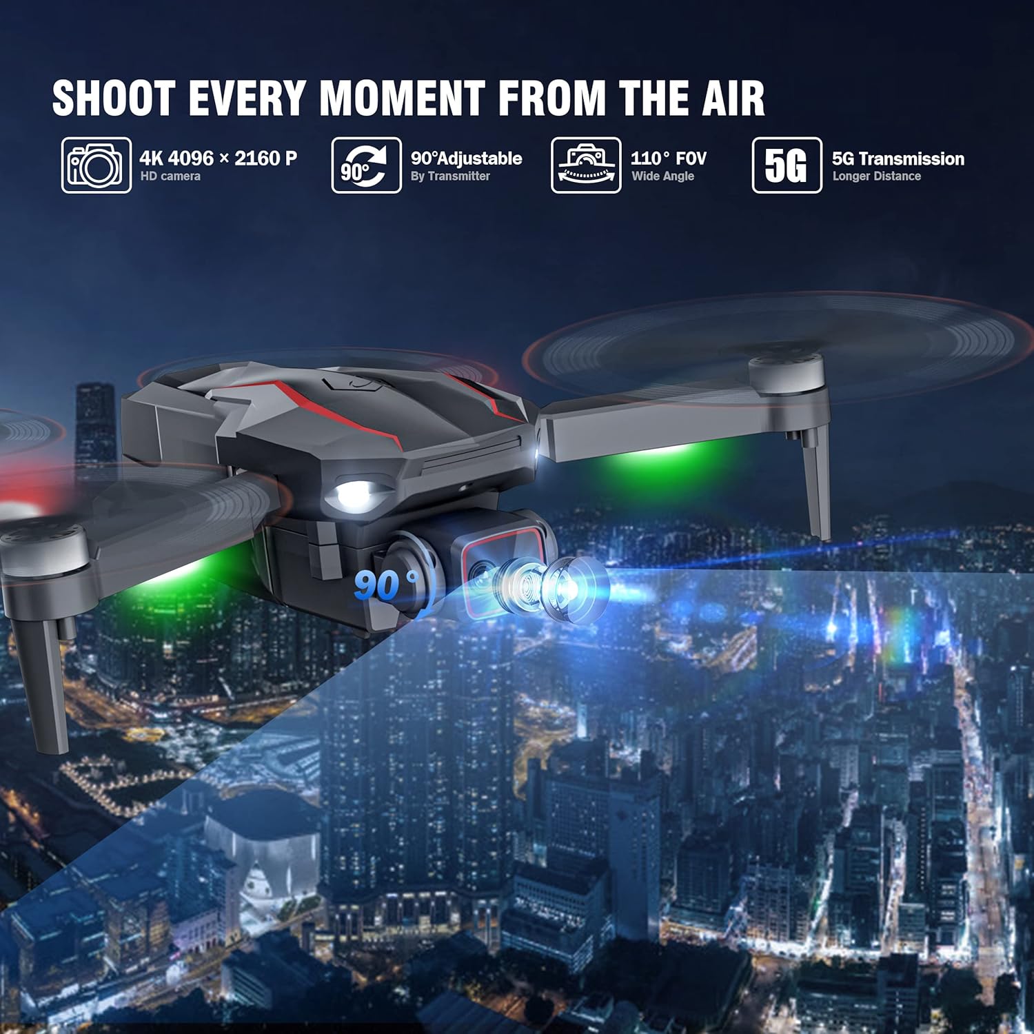 Drones with Camera for Adults 4k,GPS Follow Me Drone for Beginners Kids,Foldable FPV RC Quadcopter with GPS Return Home,Brushless Motor,5G Transmission,50 Mins Flight Time 2 Batteries