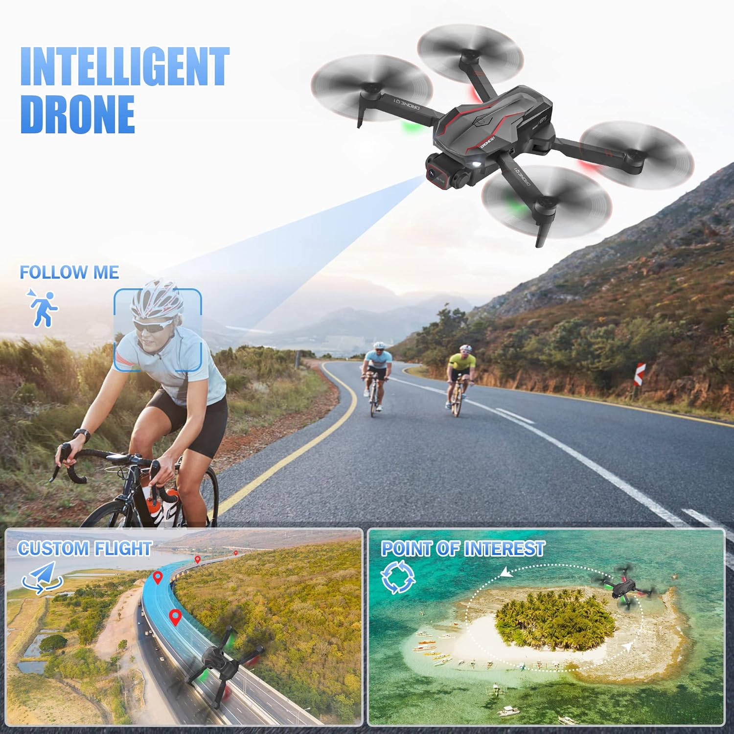 Drones with Camera for Adults 4k,GPS Follow Me Drone for Beginners Kids,Foldable FPV RC Quadcopter with GPS Return Home,Brushless Motor,5G Transmission,50 Mins Flight Time 2 Batteries