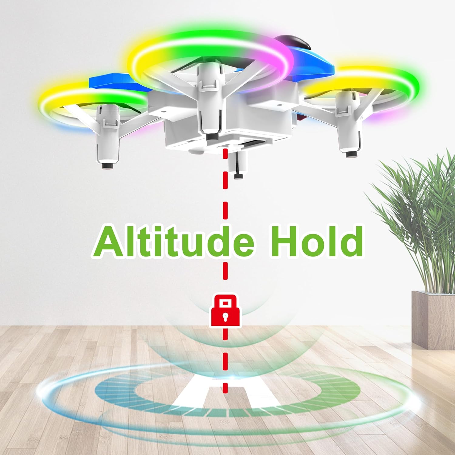 Dwi Dowellin 4.9 Inch Mini Drone for Kids LED Night Lights One Key Take Off Landing Flips RC Remote Control Small Flying Toys Drones for Beginners Boys and Girls Adults Nano Quadcopter, Blue