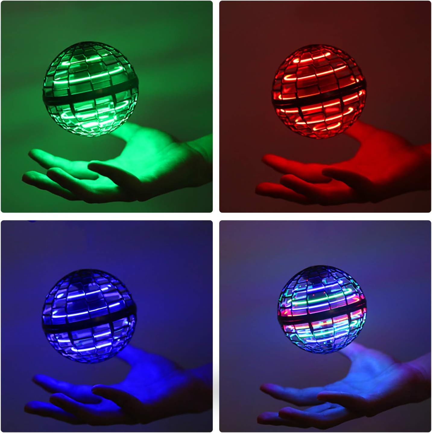 Flying Ball Toys, Upgraded Rechargeable Hand Controlled Spinner 360°Rotating Built-in LED Mini Orb Drone Flying Boomerang Balls Gifts Choice for Boys Kids Adults Indoor Outdoor (Pink)