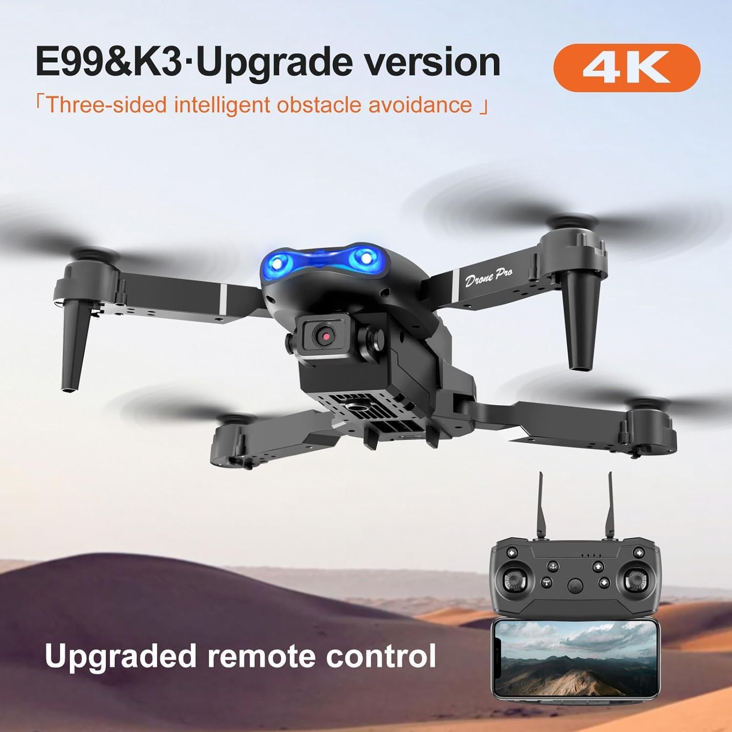 FPV Drone with 1080P Dual HD Cameras Upgraded Version RC Quadcopter for Adults and Kids, Beginner WiFi RC Drone Live Video, One Key Take Off/Land