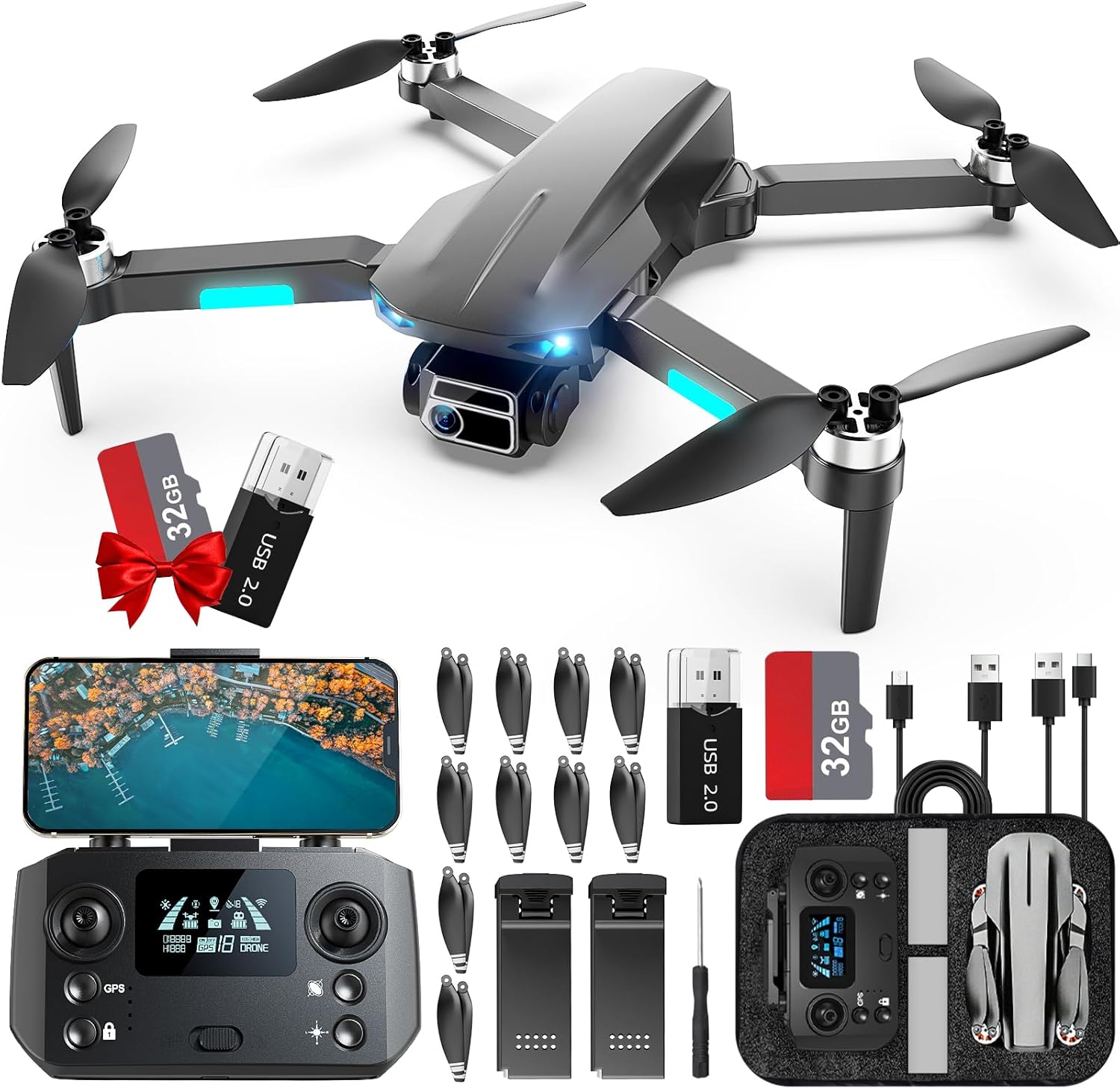 HHD Drone with 4K Camera for Adults Beginner,52-Min Max Flight Time,10000 Feet Control Range,249g Foldable FPV RC Quadcopter,Smart Return Home,5G Transmission,Brushless Motor, Wind Resistance(Grey)