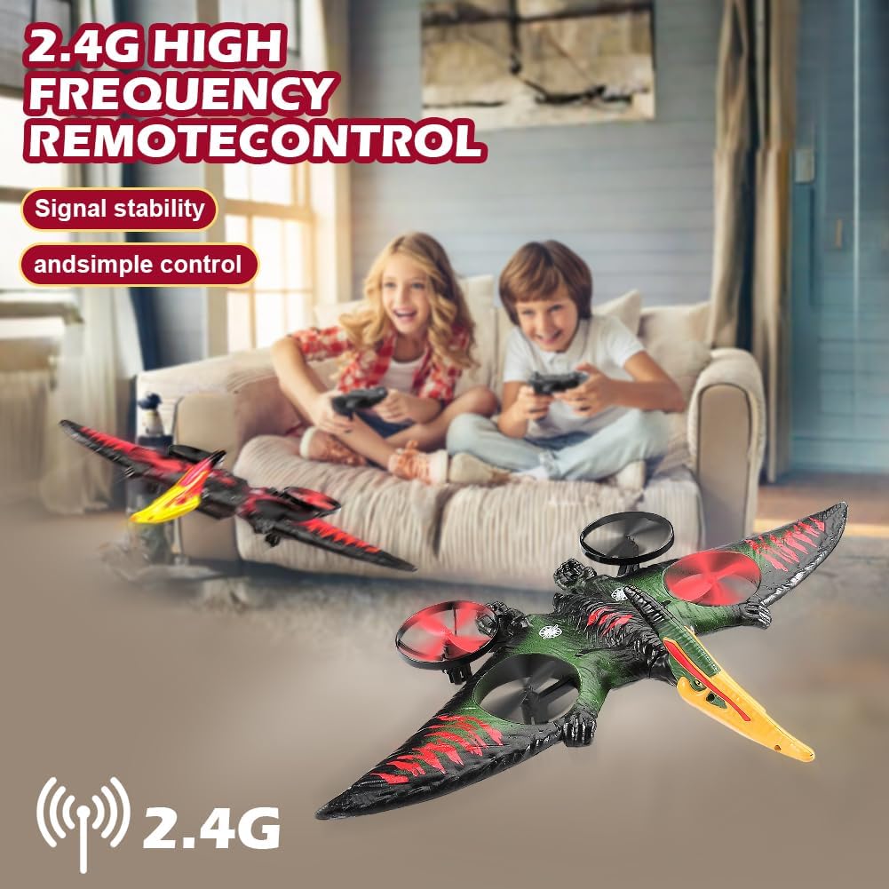 jaming Pterodactyl Dinosaur Toys Drone for Kids and Adults Easy to Fly Dragon Remote Controlled Aircraft for Beginners Hobby RC Plane Toys Birthday Gifts for Boys