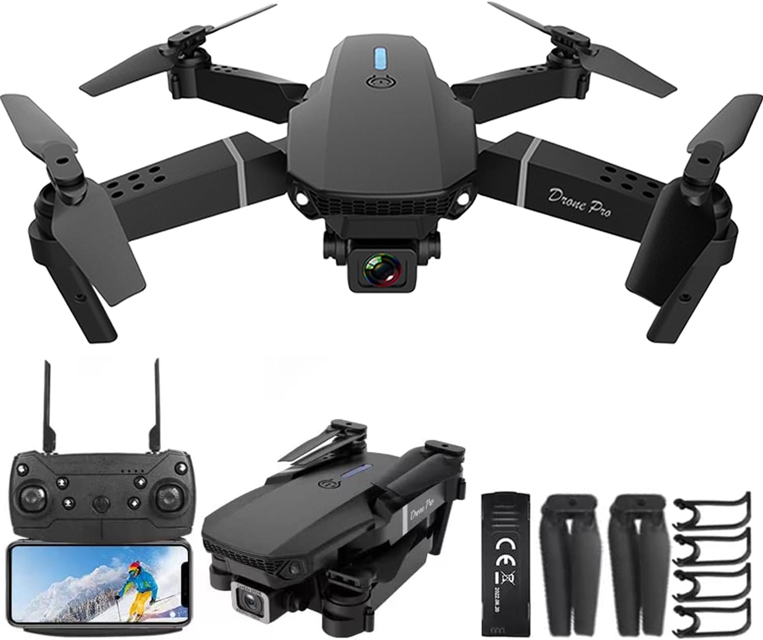 Mini Drone with Camera for Adults - Christmas Toy Gift for Teenage Boy Girl Beginner Age 14 Years Old - RC Quadcopter Multirotors | Foldable UAV | WiFi HD FPV Live Video | One Key Take Off/Land | Altitude Hold | Headless Mode | 360° Flip | Carrying Case (INS+ Black)