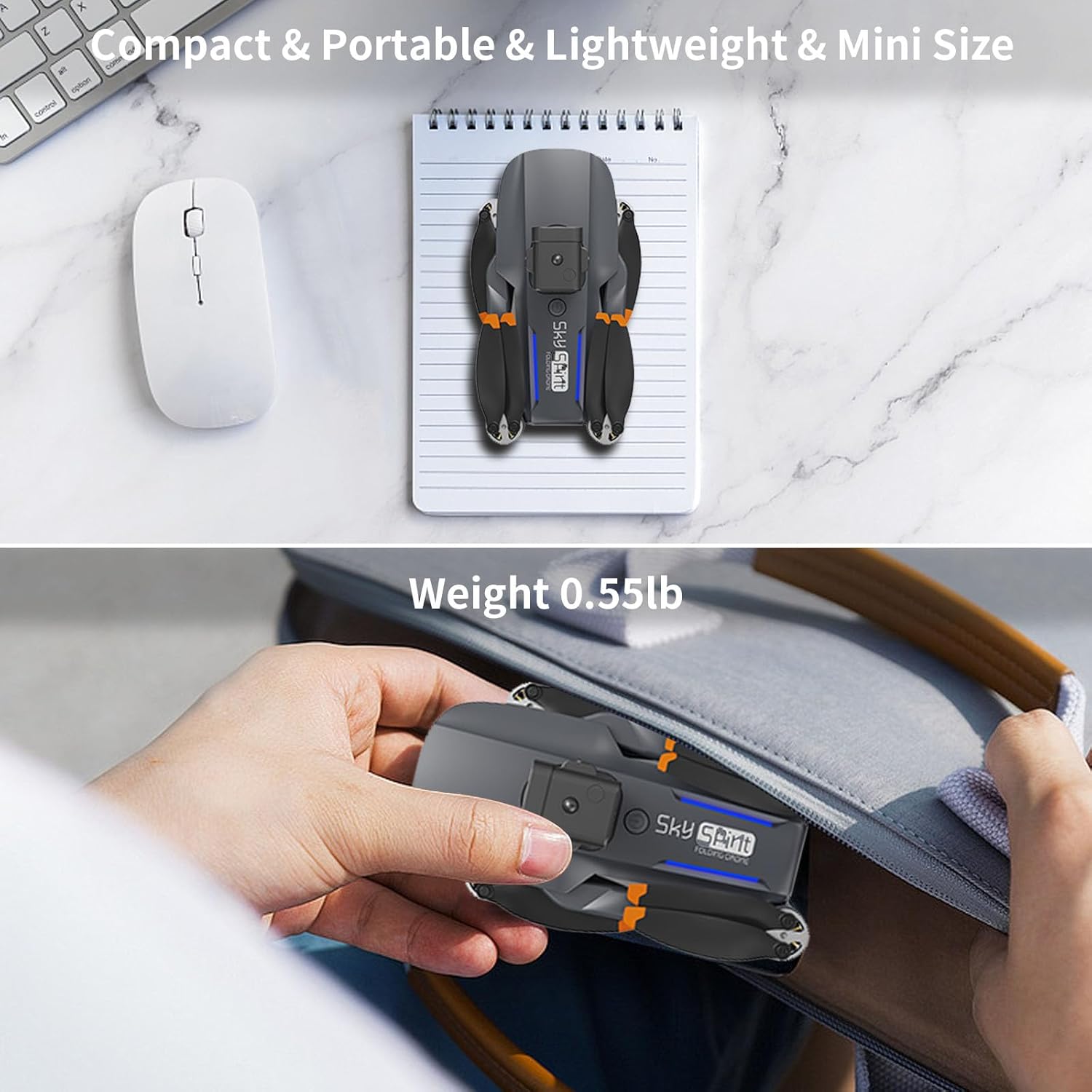 OBEST Mini Drone with Camera,P14 - WiFi VR RC Drone,HD 4K Foldable,2 Batteries, 90° Adjustable Lens,One Key Take Off/Land,Intelligent 360° Obstacle Avoidance,Carrying Case,RC Quadcopter