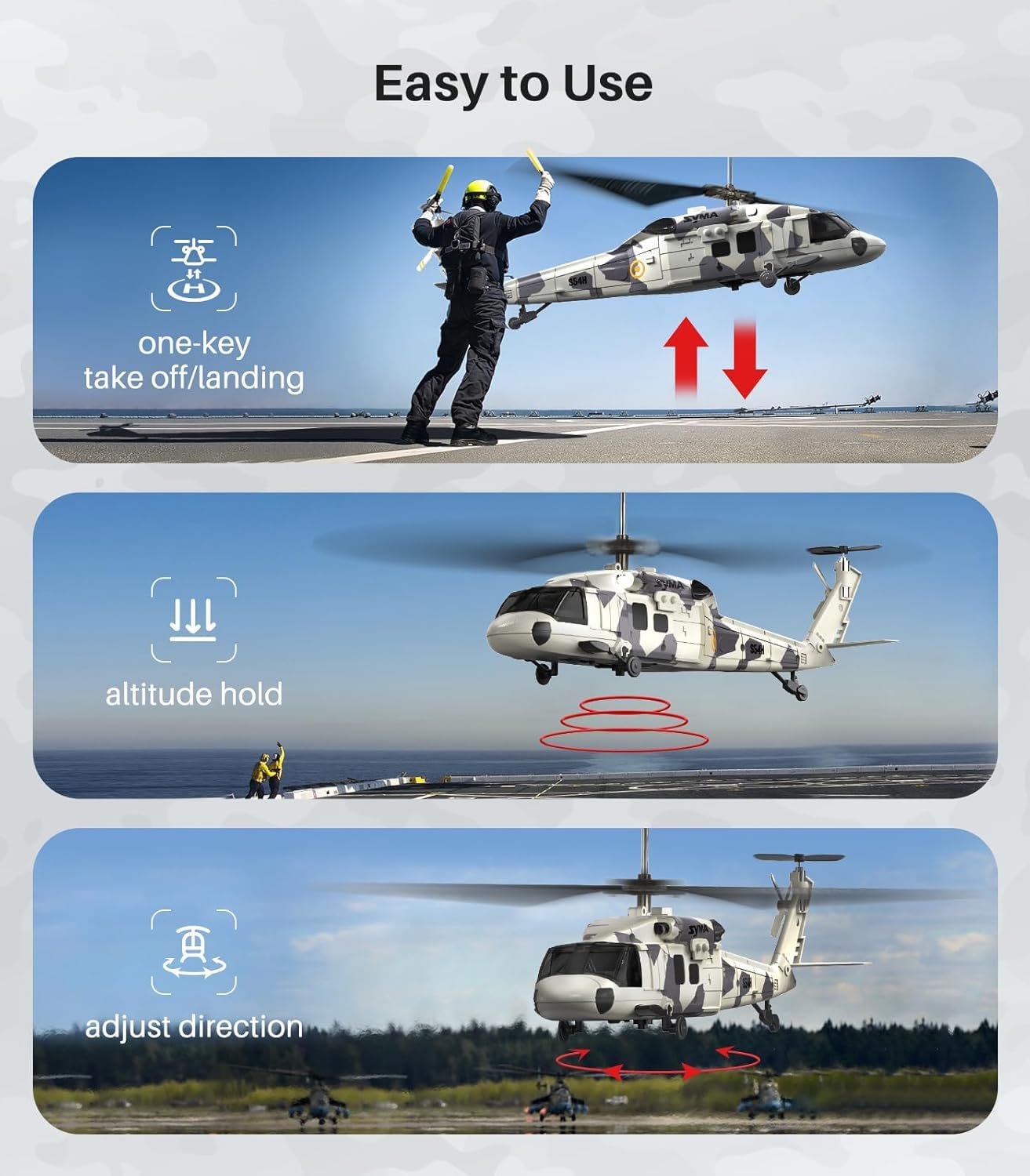 SYMA Remote Control Helicopter, S54H RC Helicopter for Adults with One-Key Take Off/Landing, Gyro Stabilizer, Altitude Hold, 3.5 Channel, 7-10 Min Flight Time - Helicóptero de Control Remoto