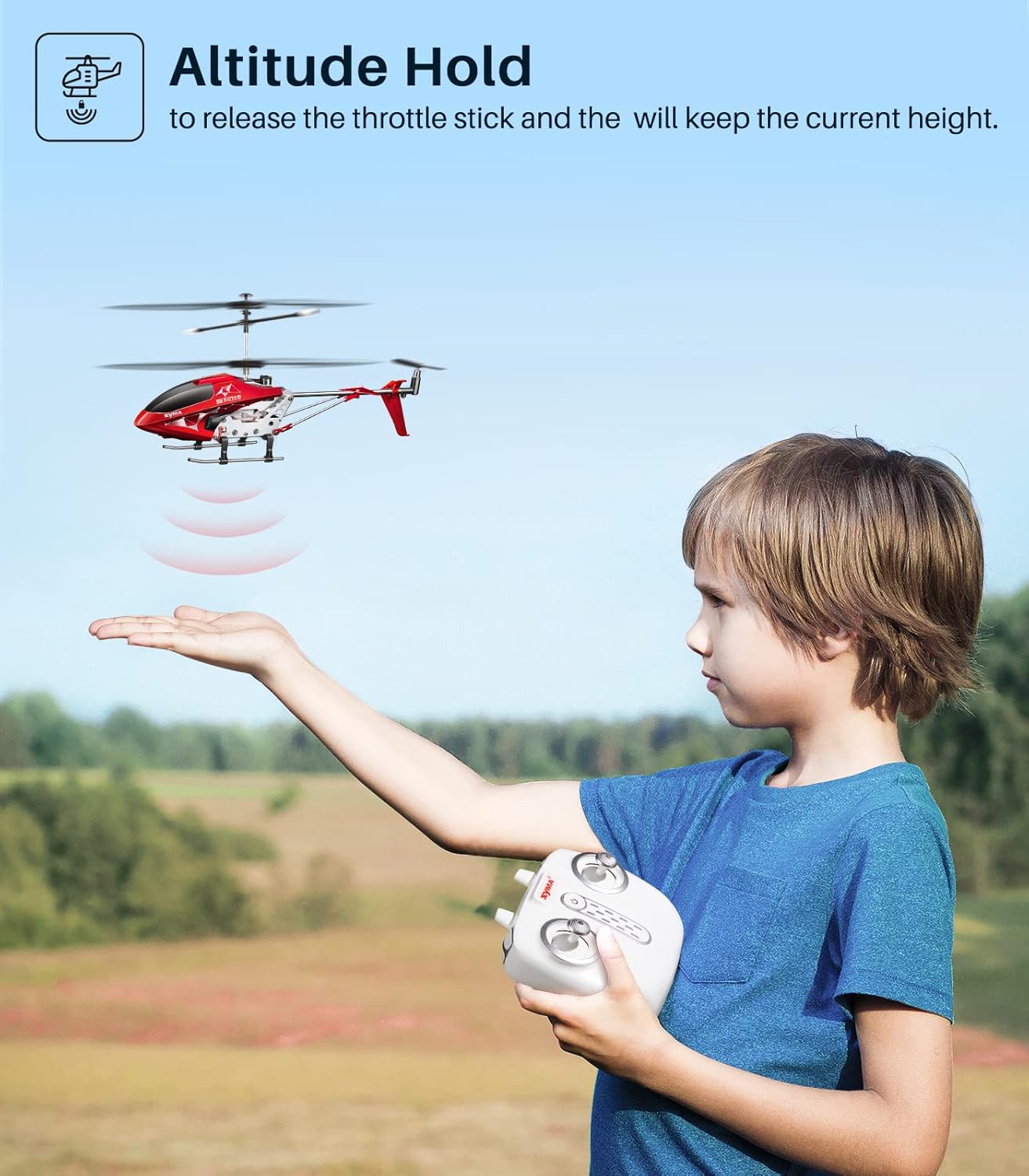 SYMA S107H-E RC Helicopter for Kids and Beginners, Remote Control Helicopter with Altitude Hold, 2 Speed Modes, Whole Alloy Toy for Boys Girls Indoor Gift