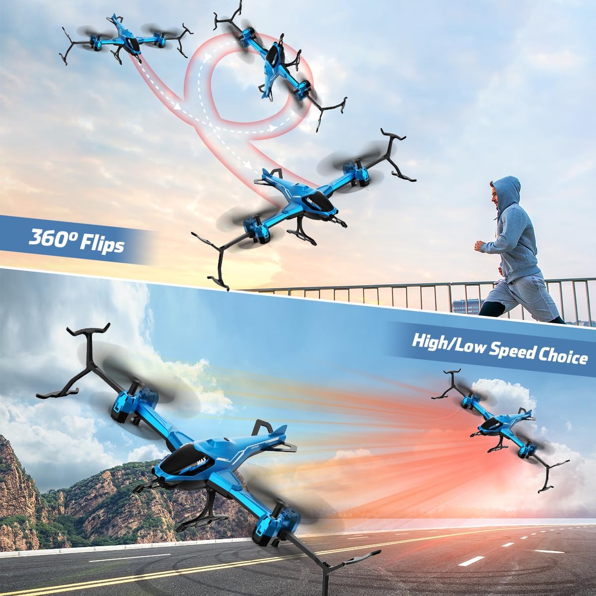 VATOS RC Helicopter 2.4G, All in 1 Remote Control Helicopter Super Function 360° Flip, Obstacle Avoidance, Altitude Hold, One Key take Off/Landing, RC Plane Toy Gifts for Kids Adults